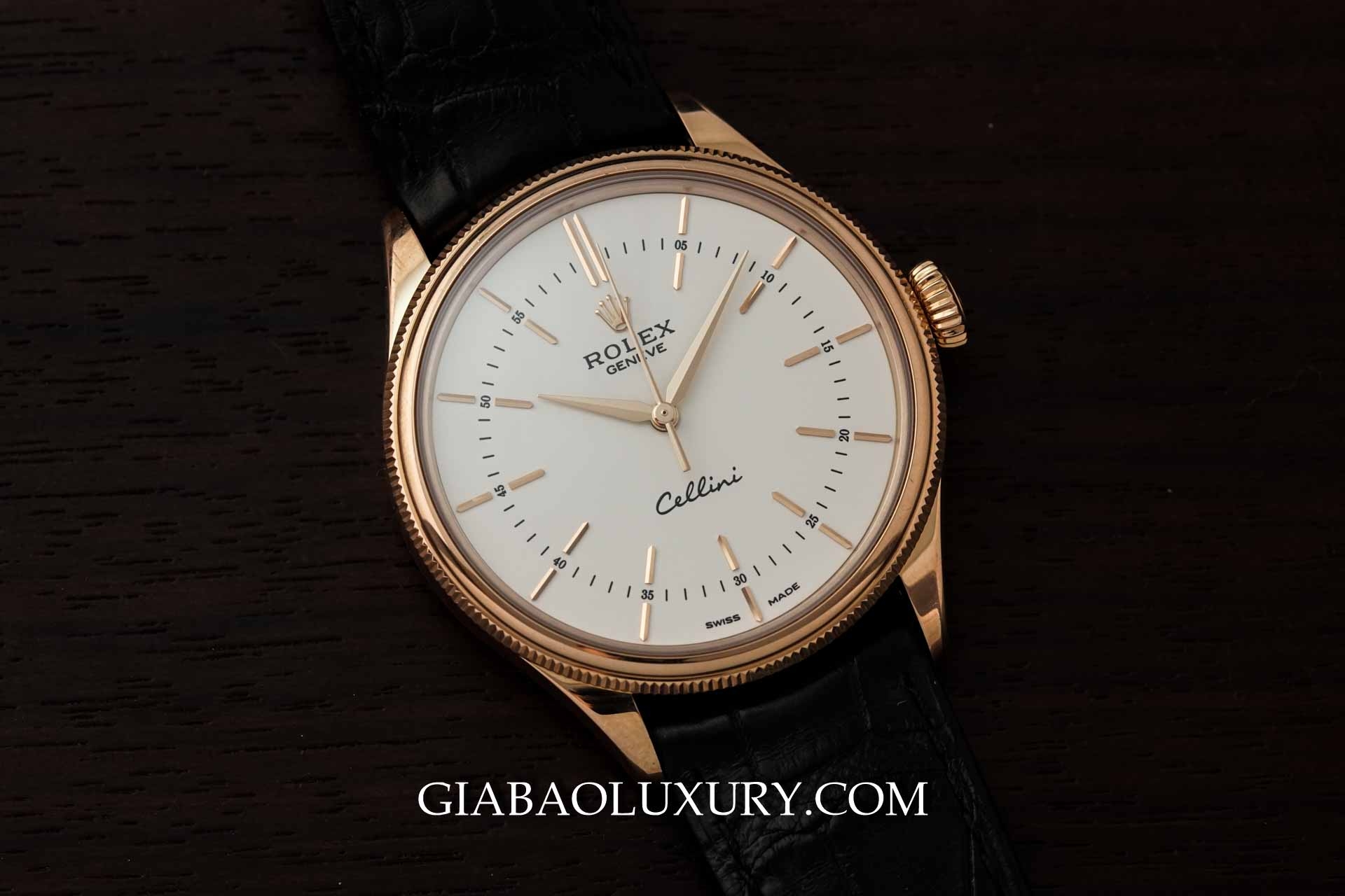 Đồng Hồ Rolex Cellini Time 50505 Mặt Số Trắng
