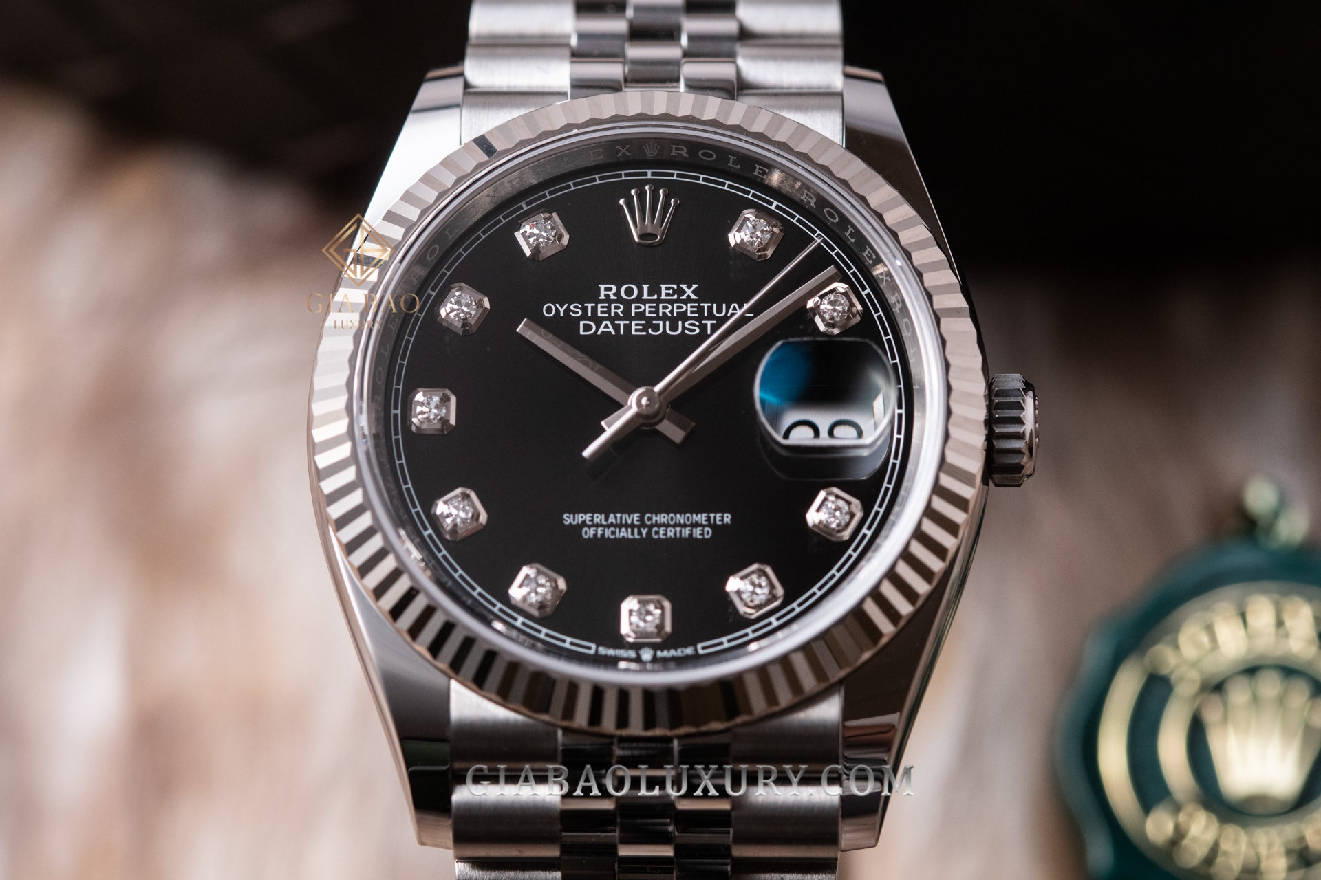 Đồng Hồ Rolex Datejust 36 126234-0027 Mặt Số Đen Cọc Số Kim Cương