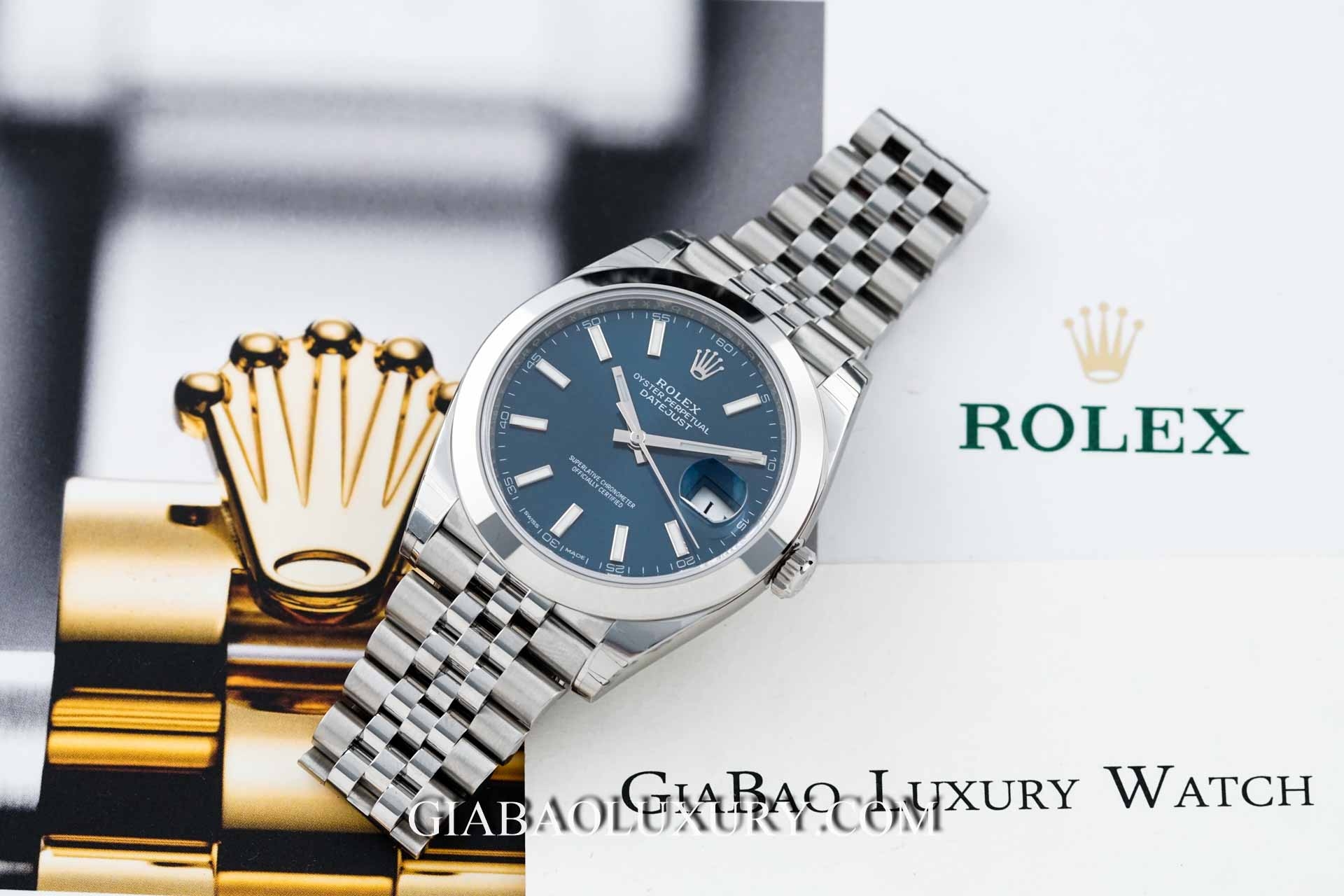 Đồng Hồ Rolex Datejust 126300 Mặt Số Xanh Cọc Số Dạ Quang
