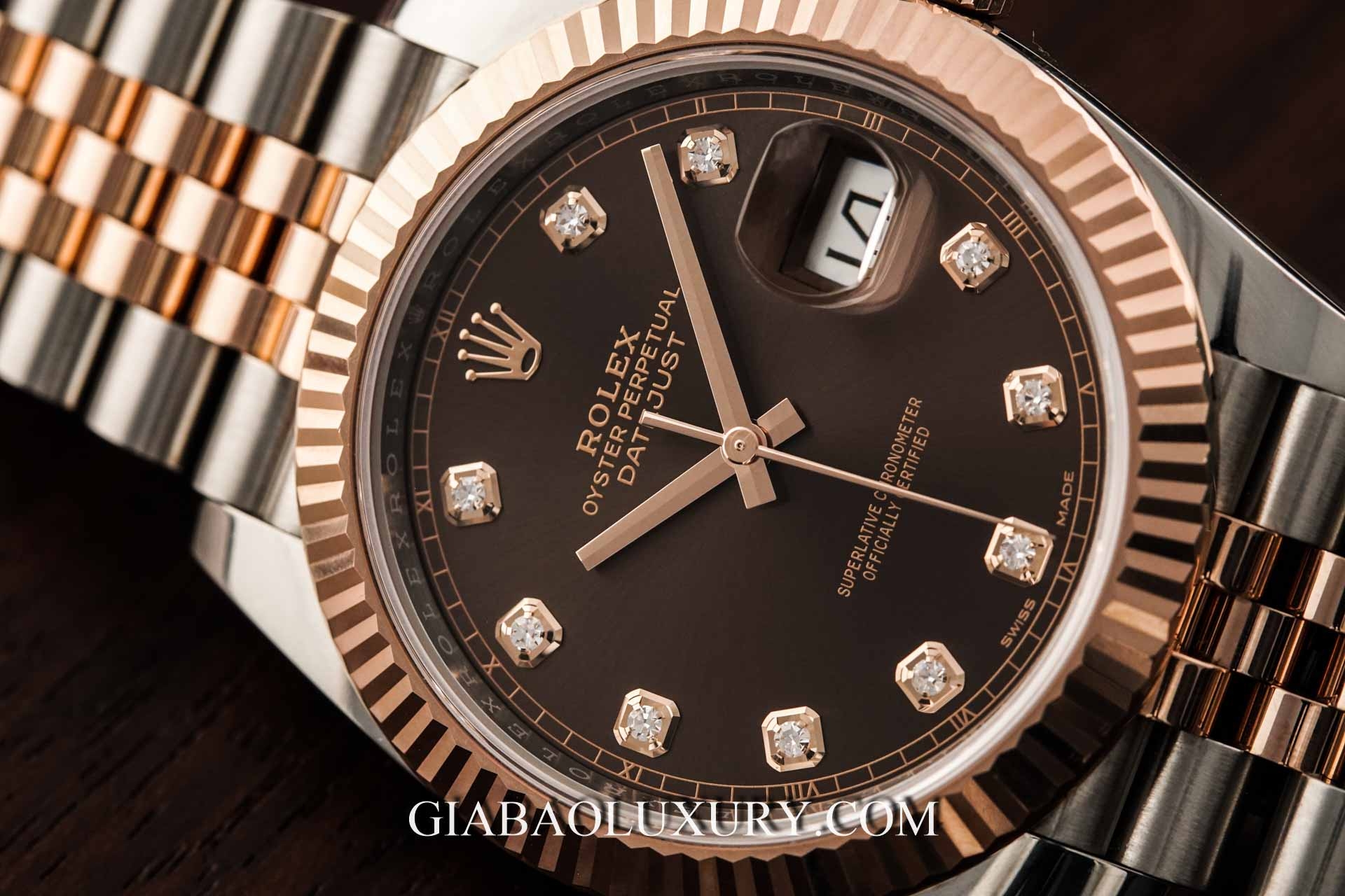 Đồng Hồ Rolex Datejust 41 126331 Mặt Số Chocolate Nạm Kim Cương