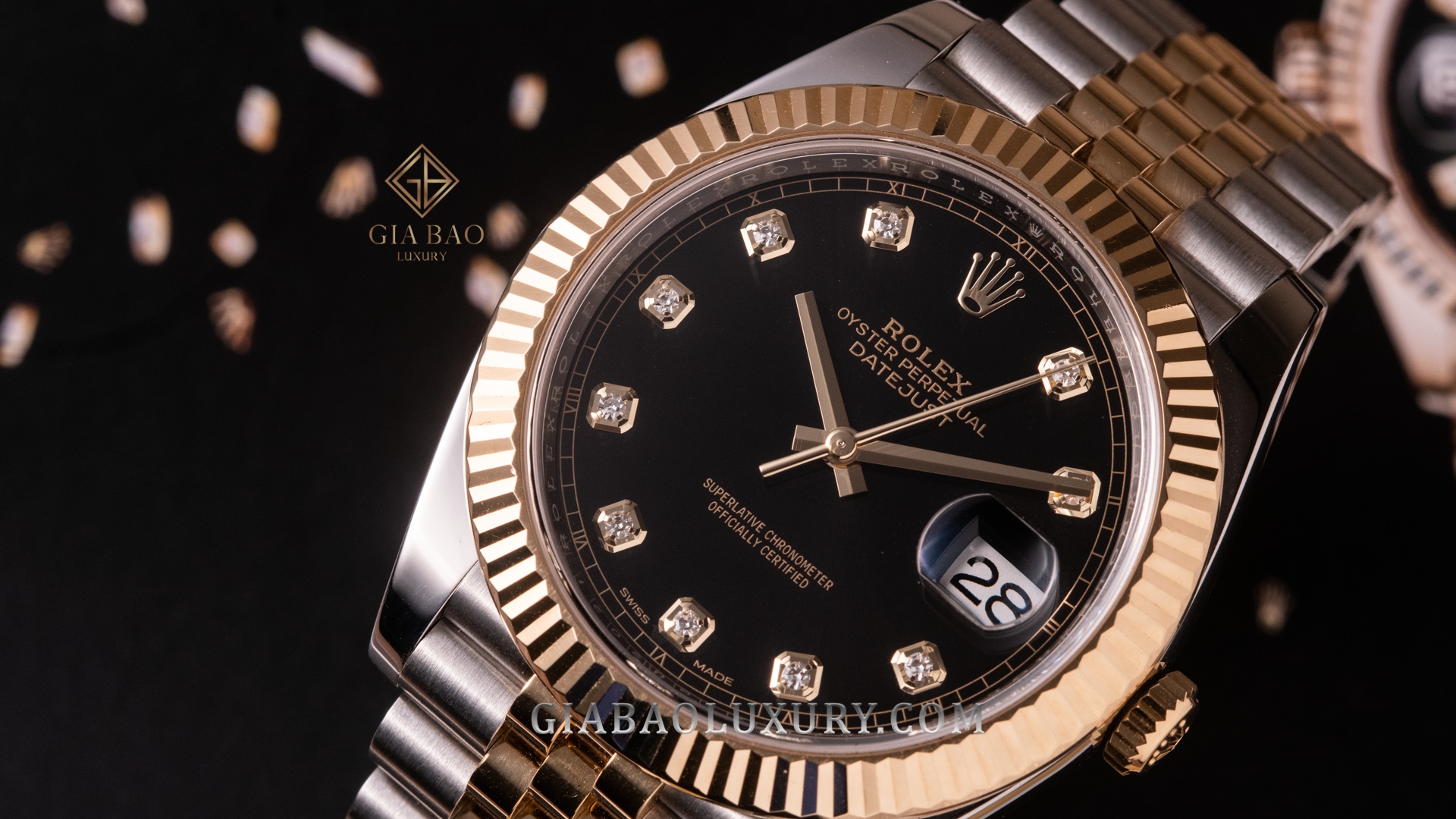 Đồng Hồ Rolex Datejust 41 126333 Mặt Số Đen Nạm Kim Cương