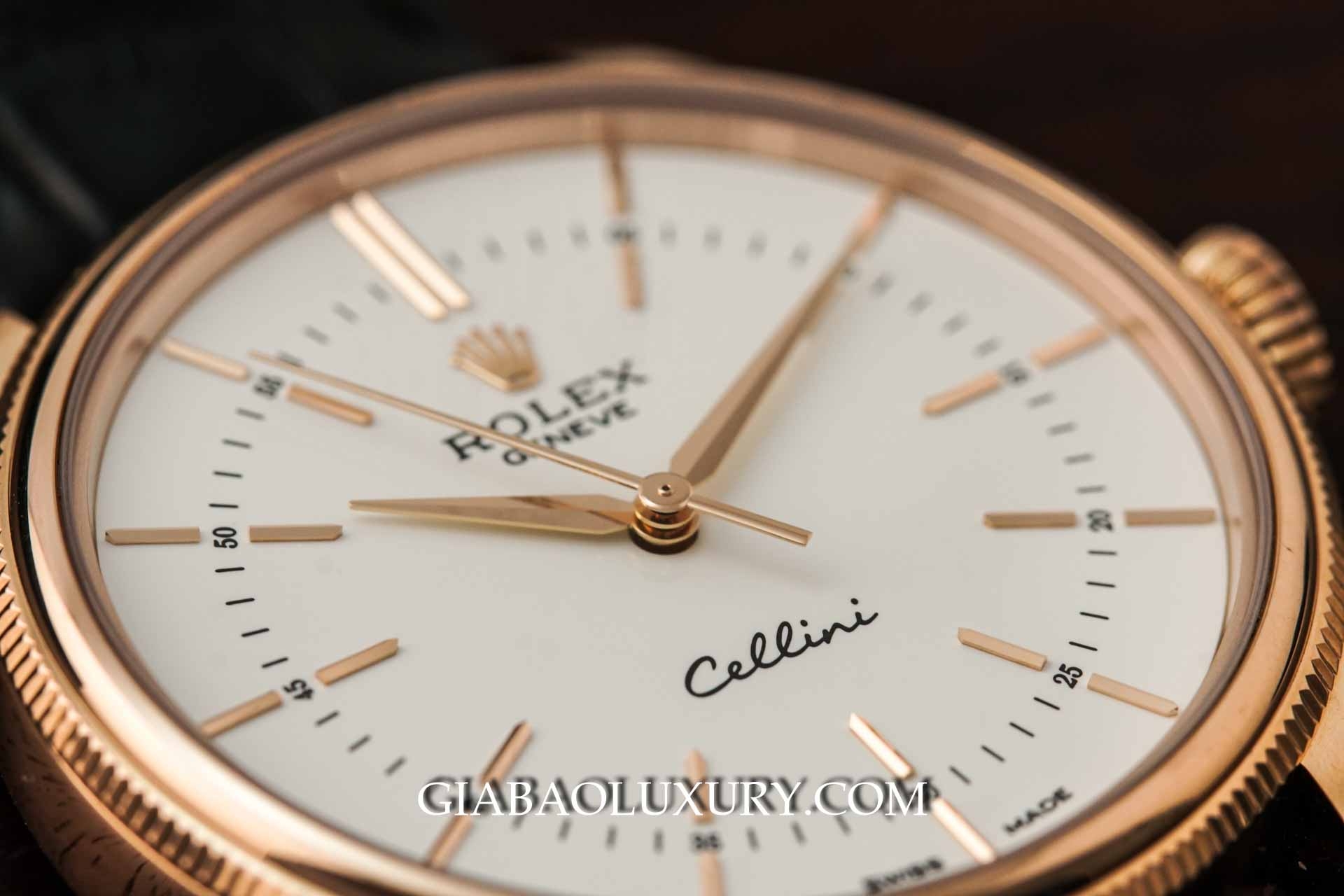 Đồng Hồ Rolex Cellini Time 50505 Mặt Số Trắng