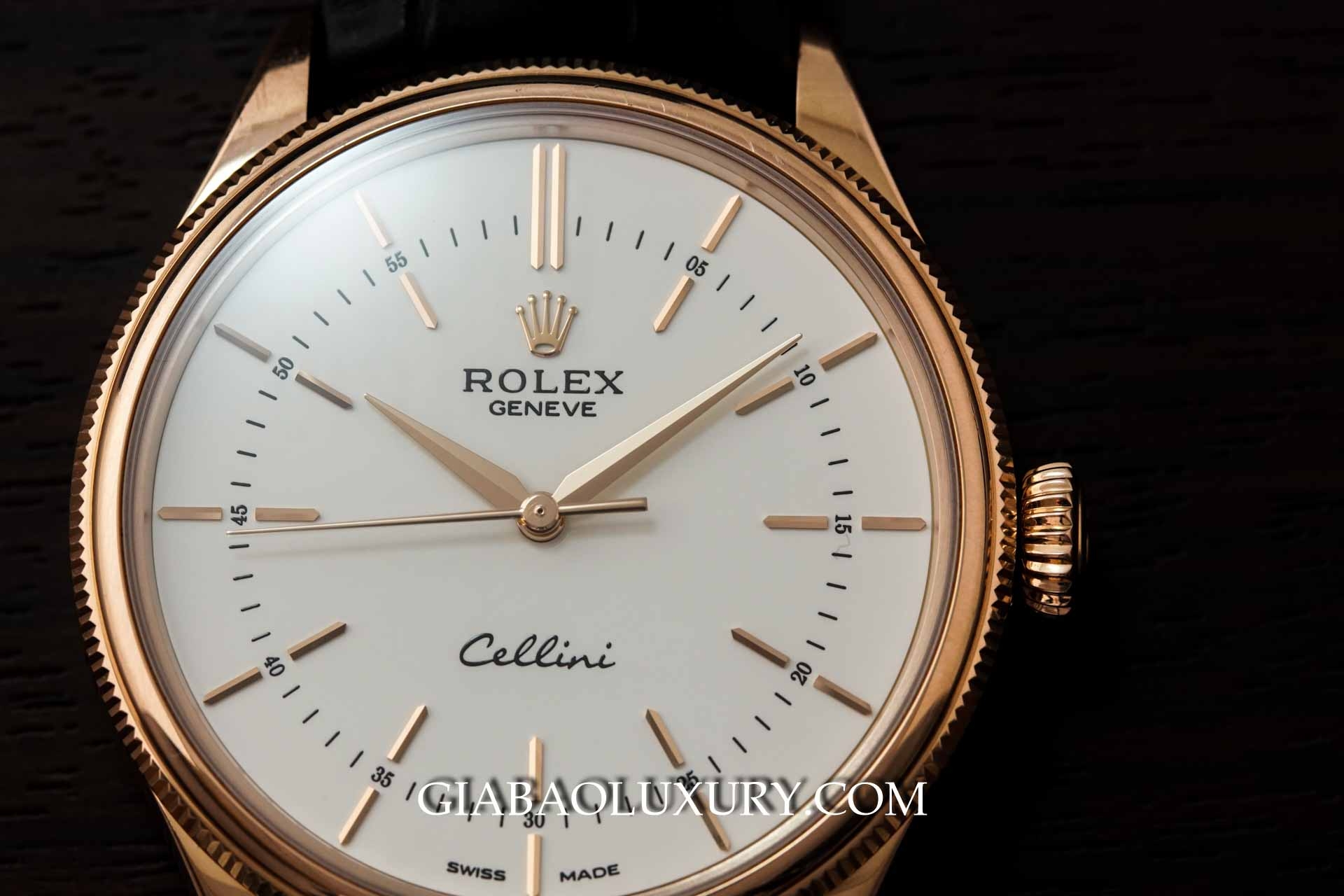 Đồng Hồ Rolex Cellini Time 50505 Mặt Số Trắng