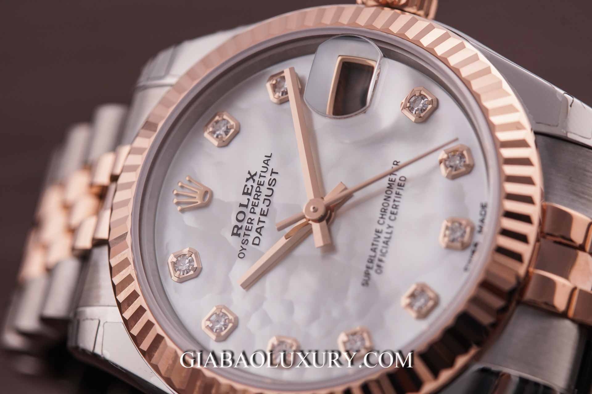 Đồng hồ Rolex Lady-Datejust 178271 Mặt Số Vỏ Trai Trắng Nạm Kim Cương