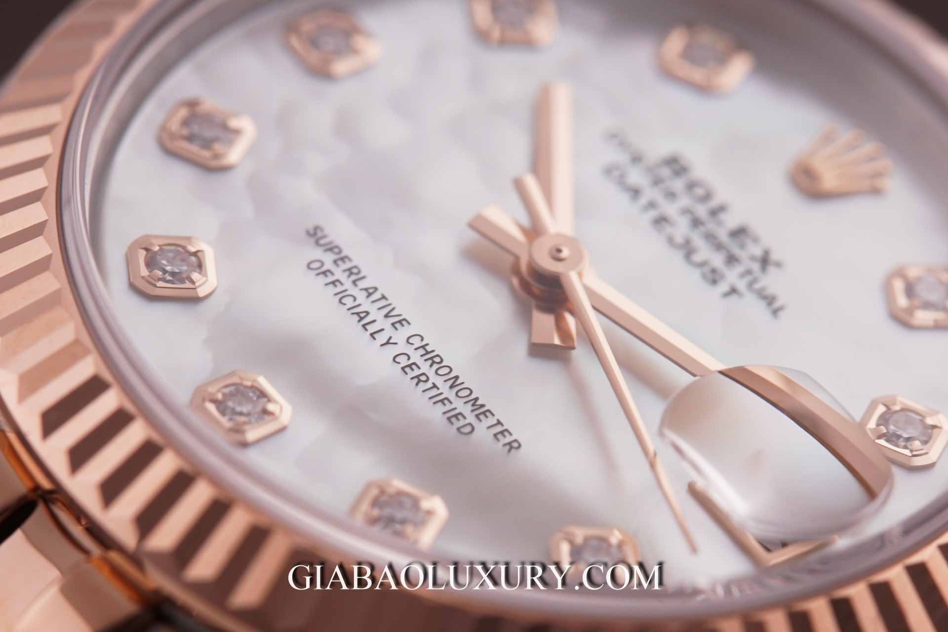Đồng hồ Rolex Lady-Datejust 178271 Mặt Số Vỏ Trai Trắng Nạm Kim Cương
