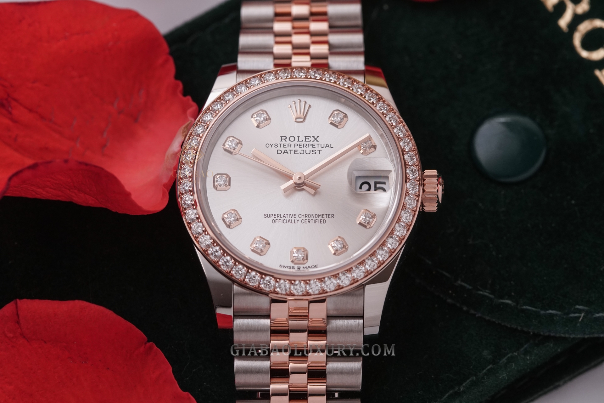 Đồng Hồ Rolex Datejust 31 278381 Mặt Số Bạc Nạm Kim Cương