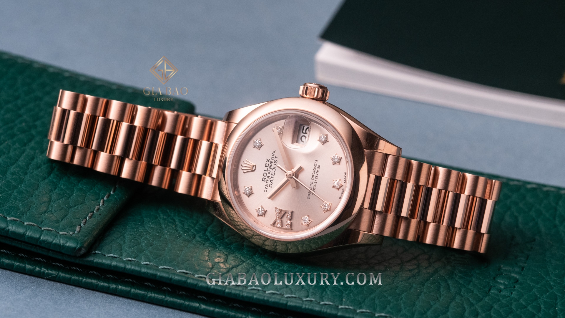 đồng hồ Rolex Lady Datejust 279165 Mặt Số Sundust Cọc Số Sao Dây Đeo President