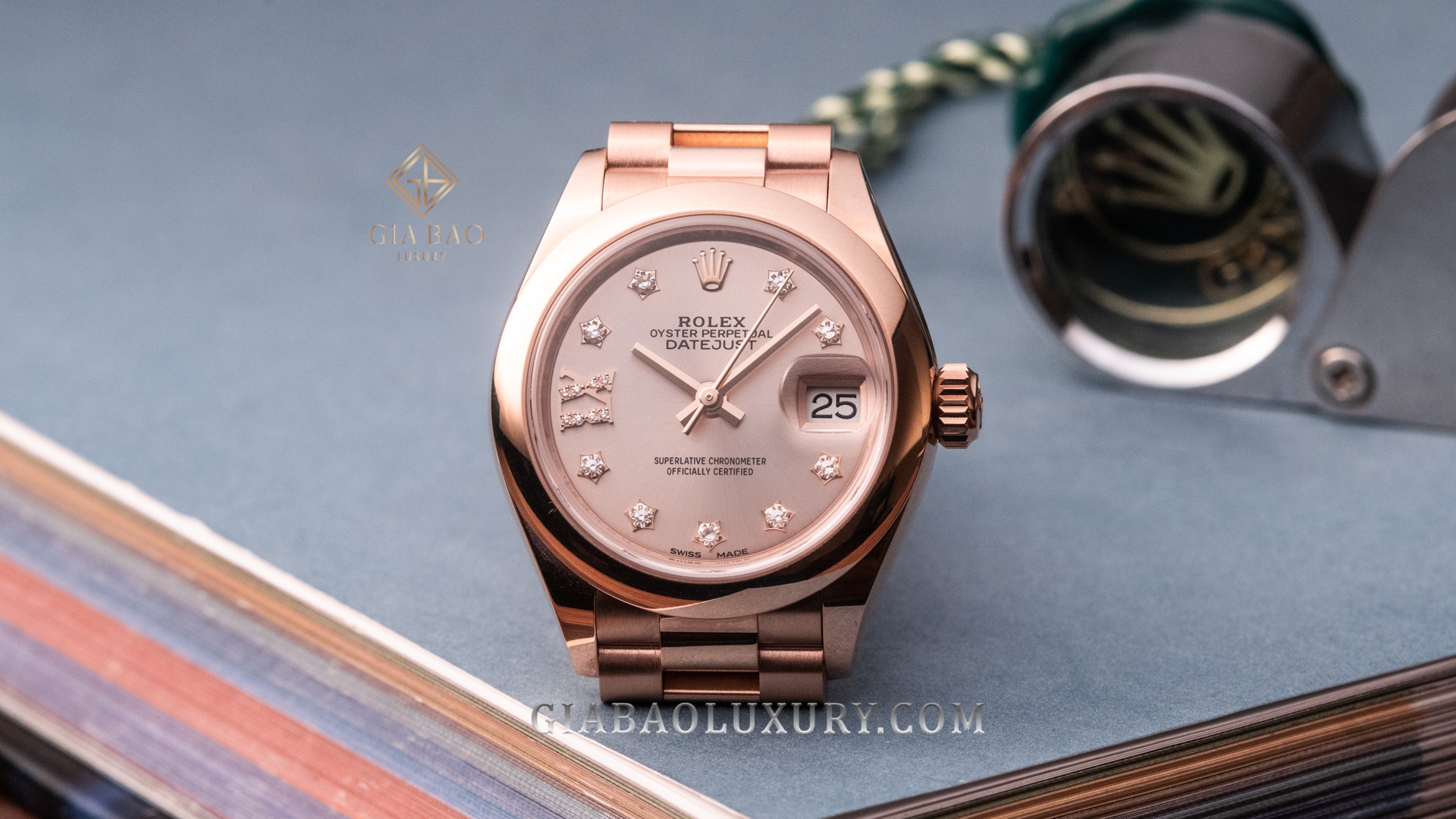 Đồng hồ Rolex Lady Datejust 279165 Mặt Số Sundust Cọc Số Sao Dây Đeo President