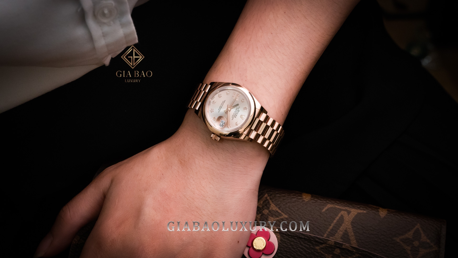 Đồng hồ Rolex Lady Datejust 279165 Mặt Số Sundust Cọc Số Sao Dây Đeo President