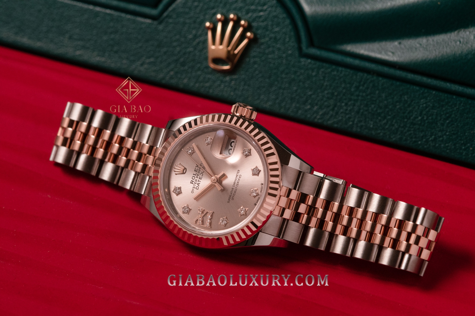 Đồng hồ Rolex Lady-Datejust 279171 Mặt Số Sundust Cọc Số Kim Cương Sao Góc 9h Cọc La Mã Đính Kim Cương