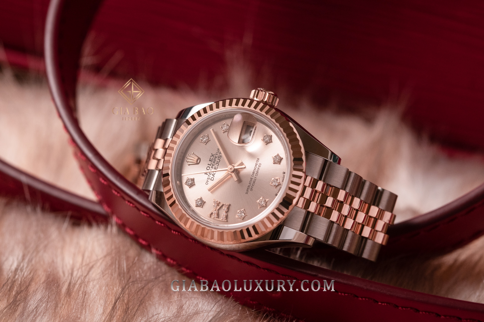 Đồng hồ Rolex Lady-Datejust 279171 Mặt Số Sundust Cọc Số Kim Cương Sao Góc 9h Cọc La Mã Đính Kim Cương