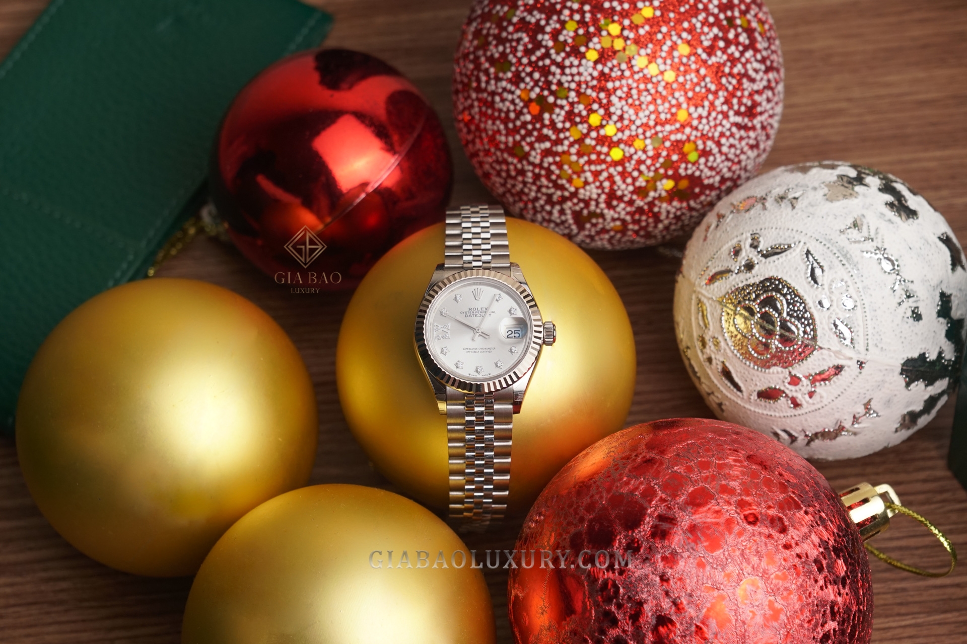 Đồng Hồ Rolex Lady Datejust 279174 Mặt Số Bạc Cọc Số Sao