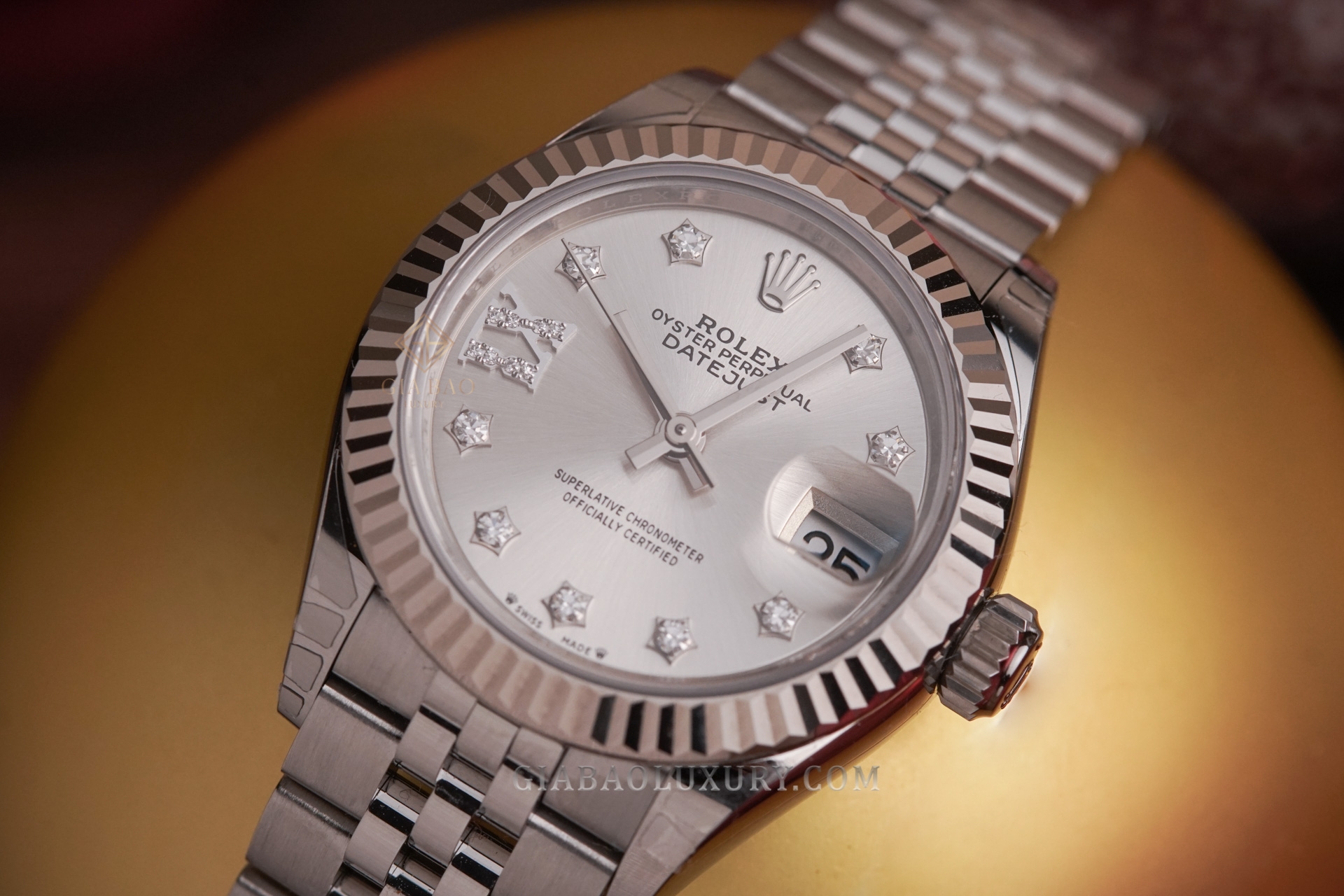 Đồng Hồ Rolex Lady Datejust 279174 Mặt Số Bạc Cọc Số Sao