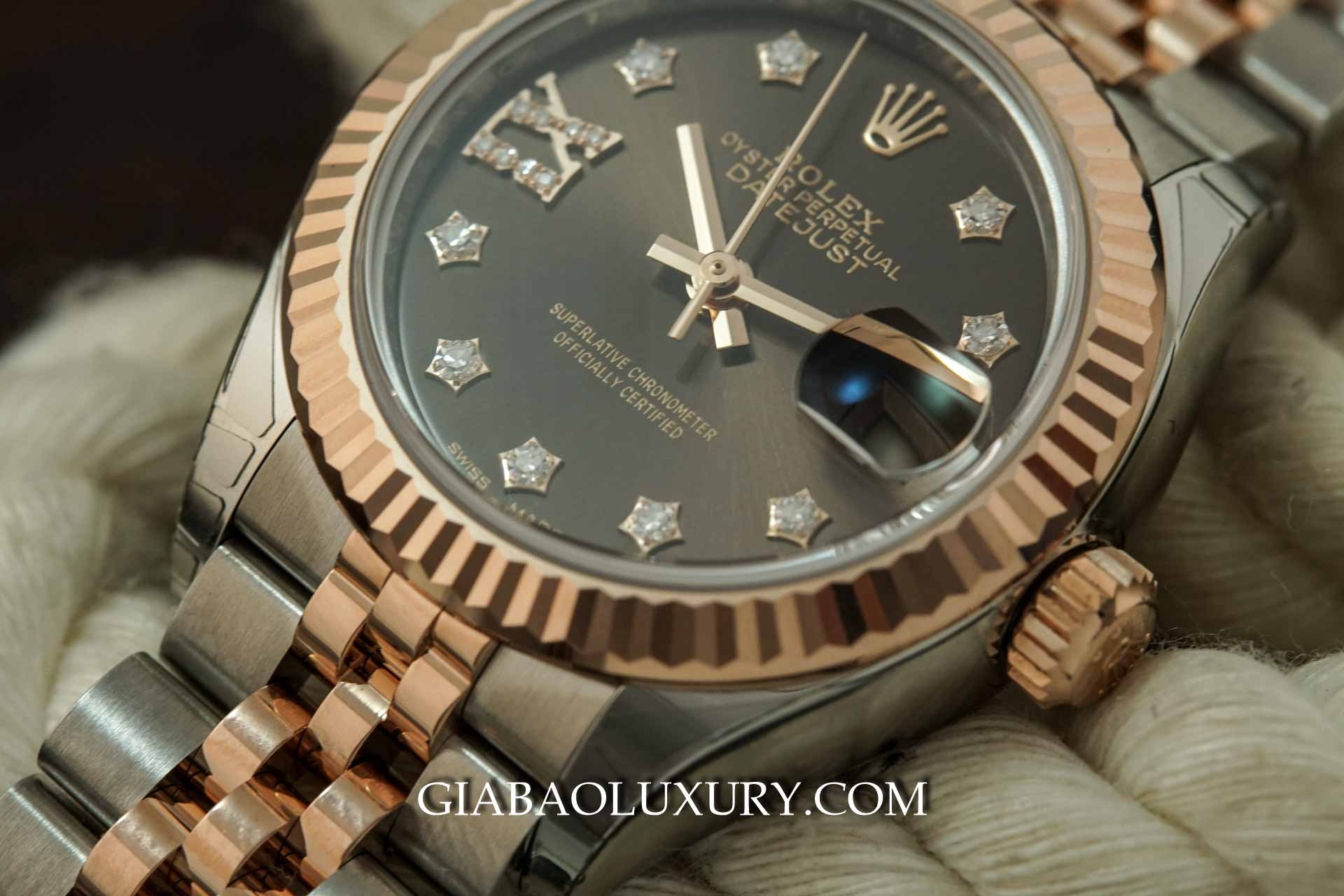 Đồng hồ Rolex Lady-Datejust 279171 Mặt chocolate cọc số kim cương la mã