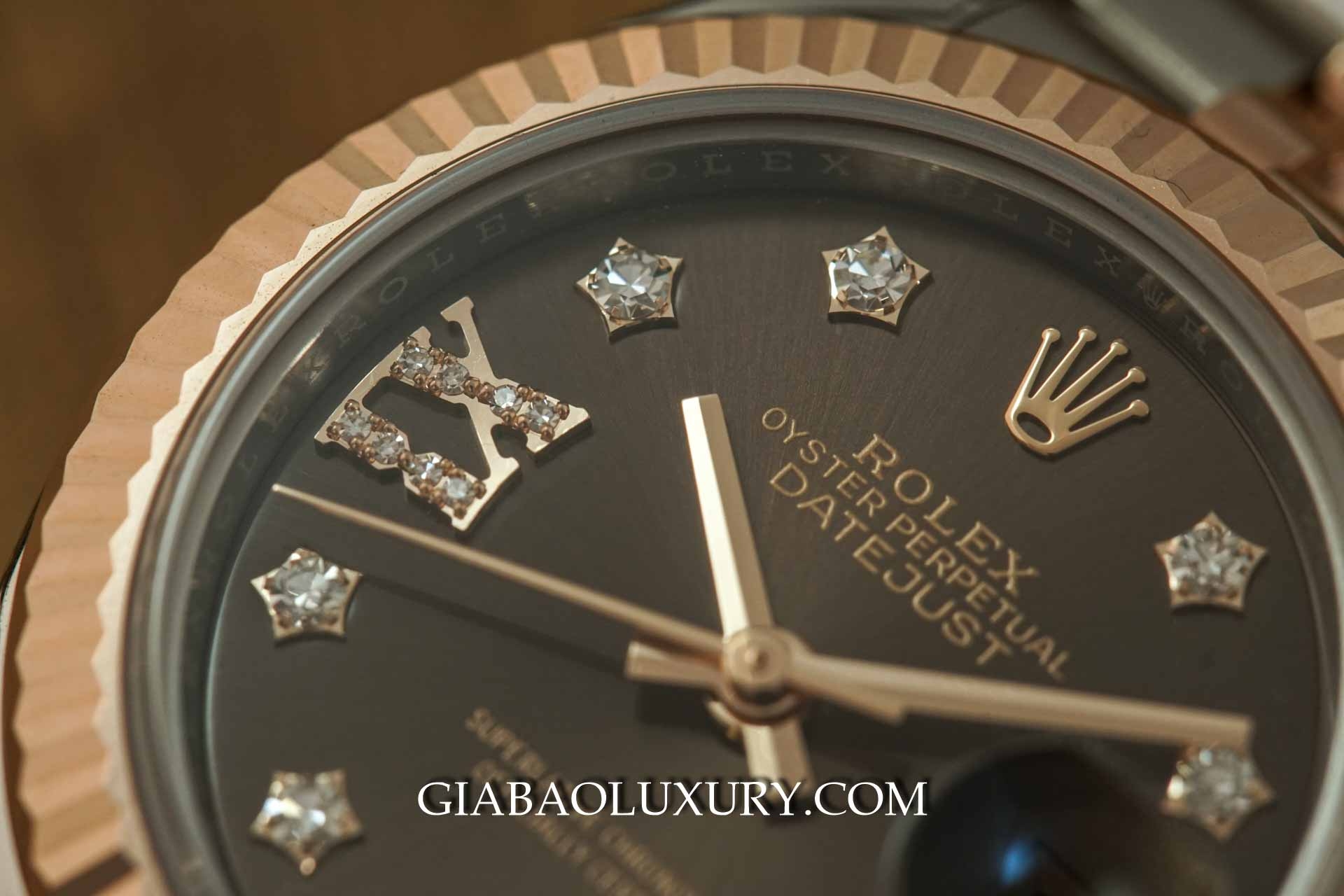 Đồng hồ Rolex Lady-Datejust 279171 Mặt chocolate cọc số kim cương la mã