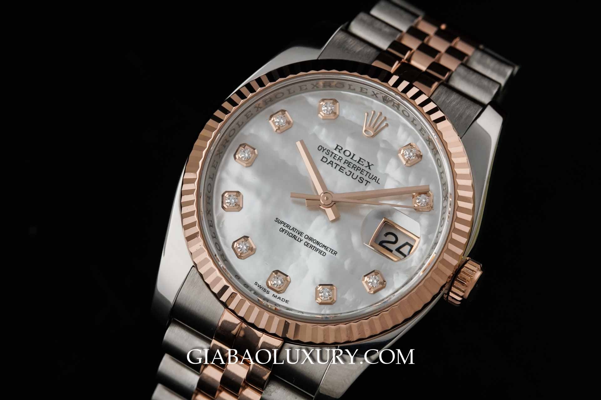 Đồng Hồ Rolex Datejust 116231 Mặt Số Vỏ Trai Trắng