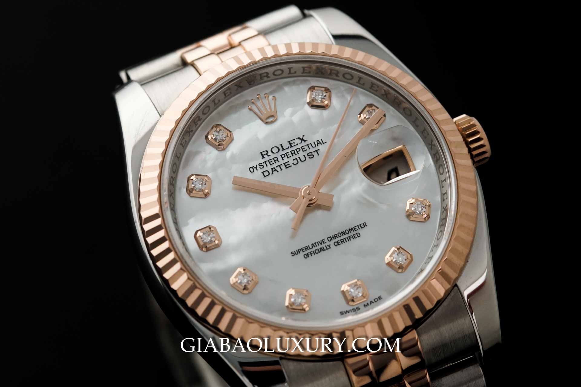 Đồng Hồ Rolex Datejust 116231 Mặt Số Vỏ Trai Trắng