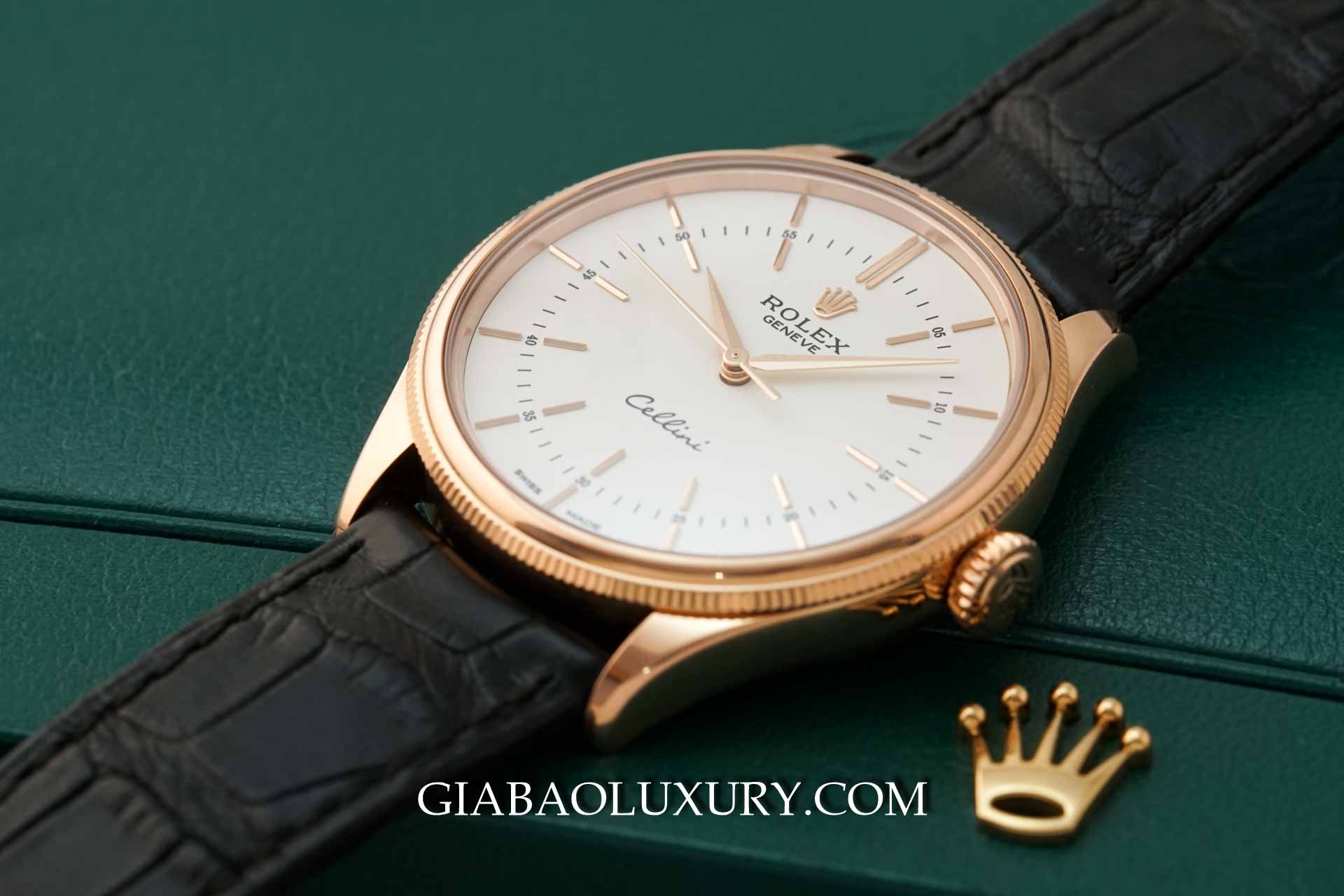Đồng Hồ Rolex Cellini Time 50505 Mặt Số Trắng