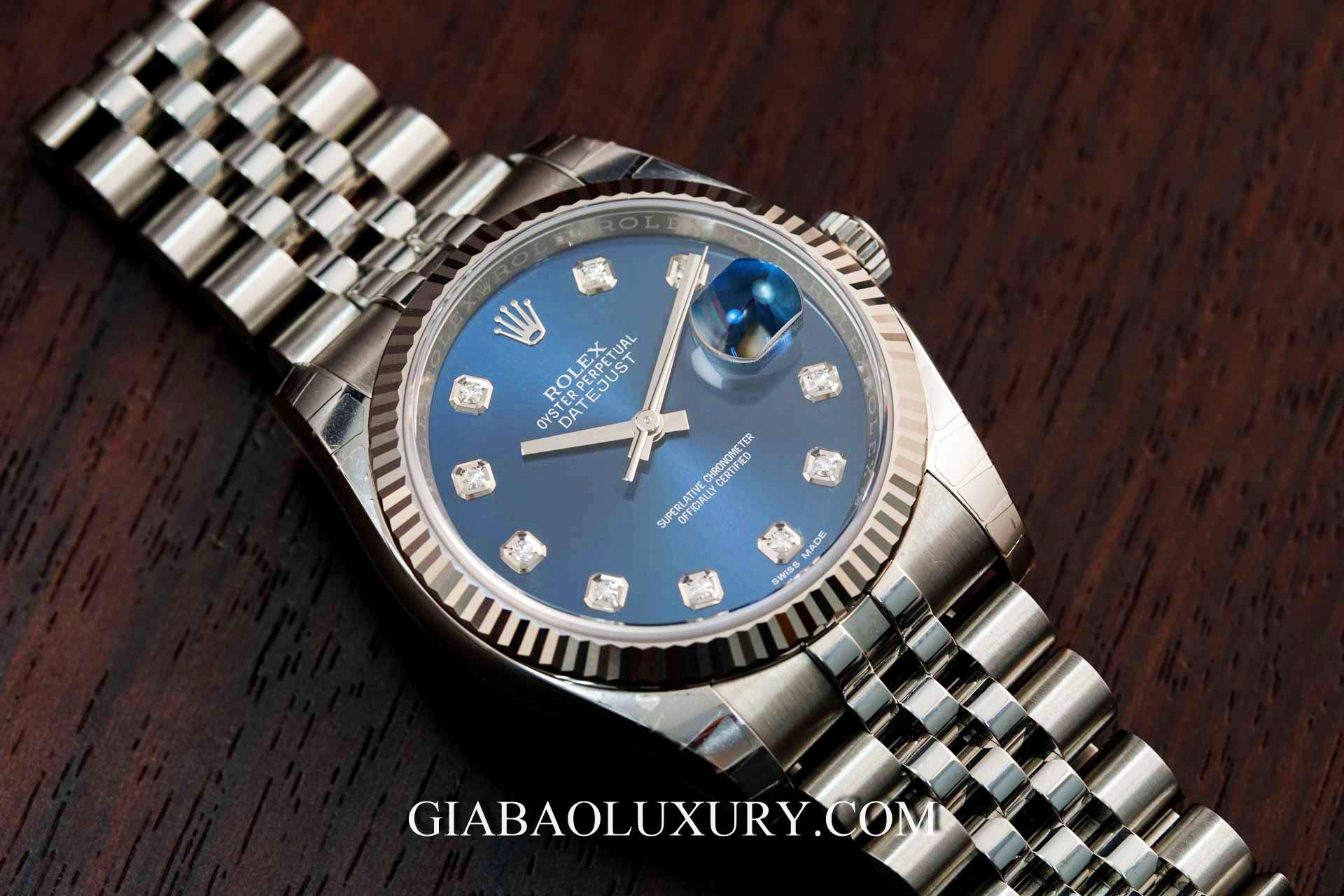 Đồng Hồ Rolex Datejust 116234 Mặt Số Xanh Nạm Kim Cương