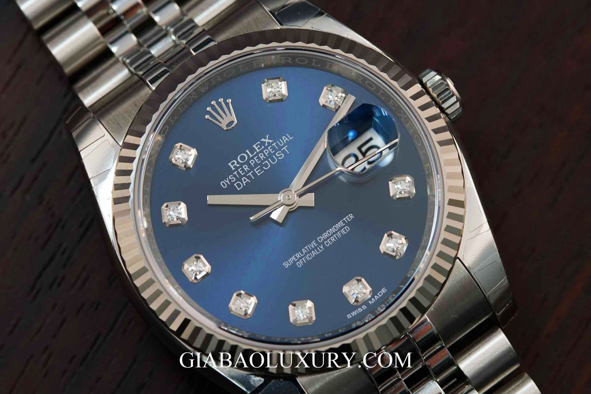 Đồng Hồ Rolex Datejust 116234 Mặt Số Xanh Nạm Kim Cương