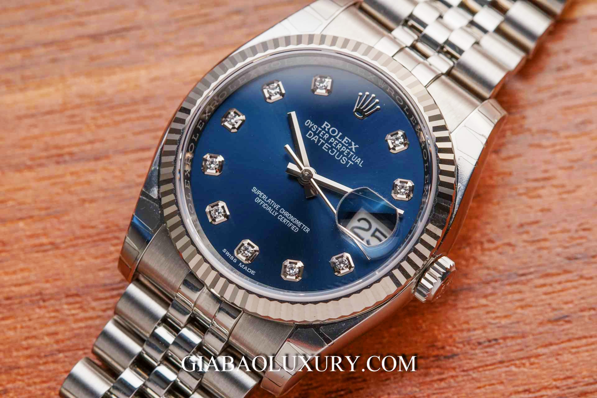 Đồng Hồ Rolex Datejust 116234 Mặt Số Xanh Nạm Kim Cương