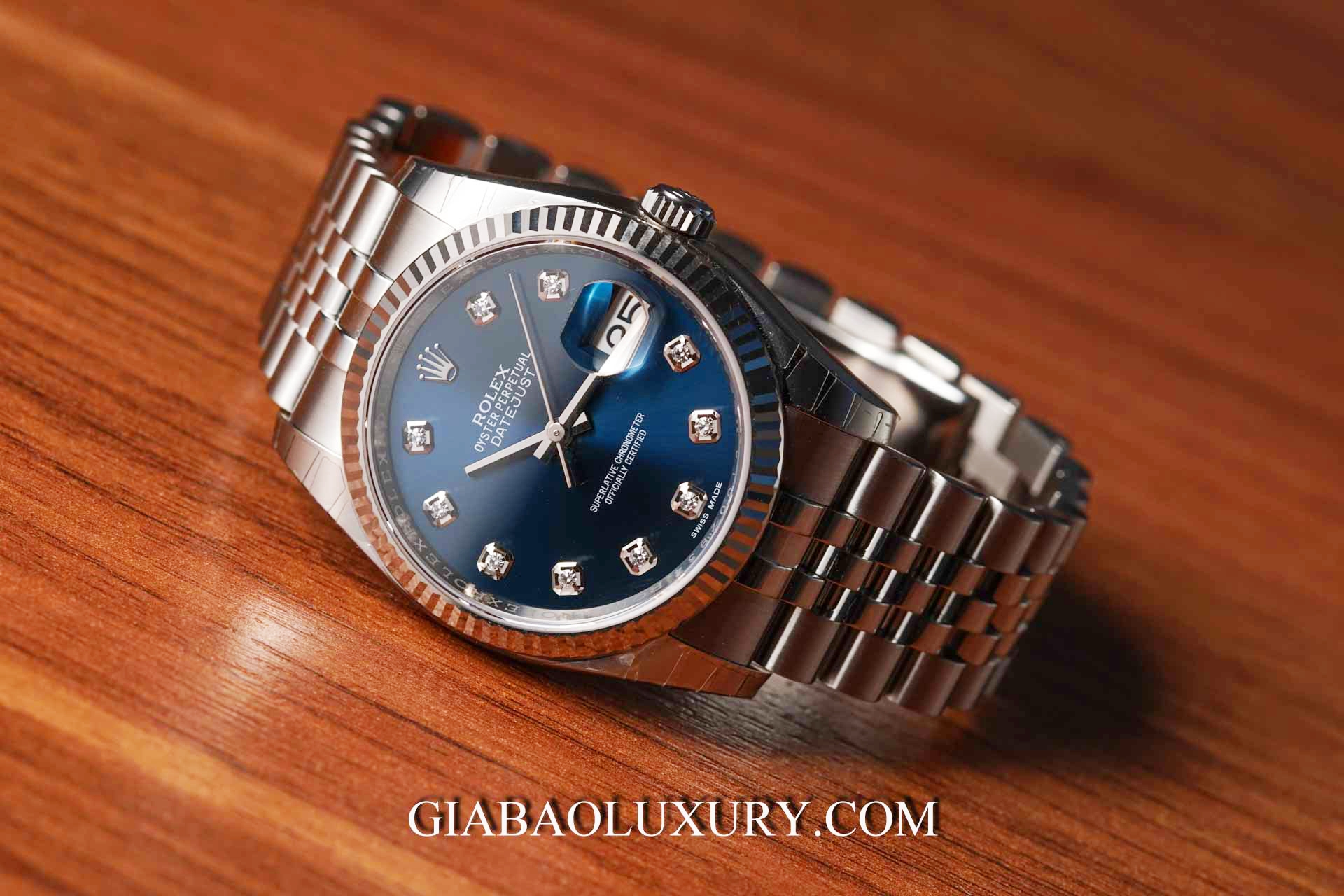 Đồng Hồ Rolex Datejust 116234 Mặt Số Xanh Nạm Kim Cương