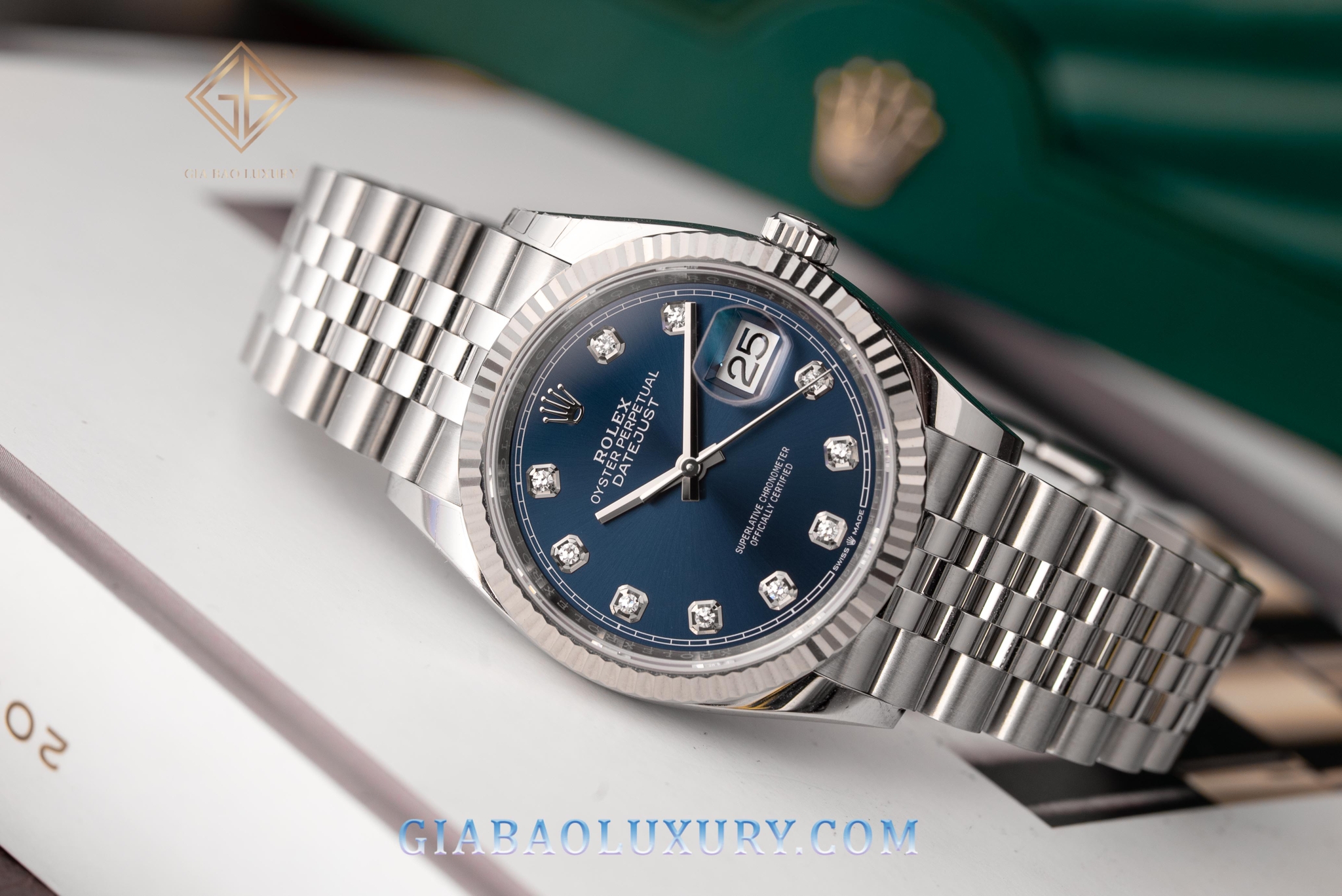 Đồng Hồ Rolex Datejust 36 126234 Mặt Số Xanh Cọc Số Kim Cương