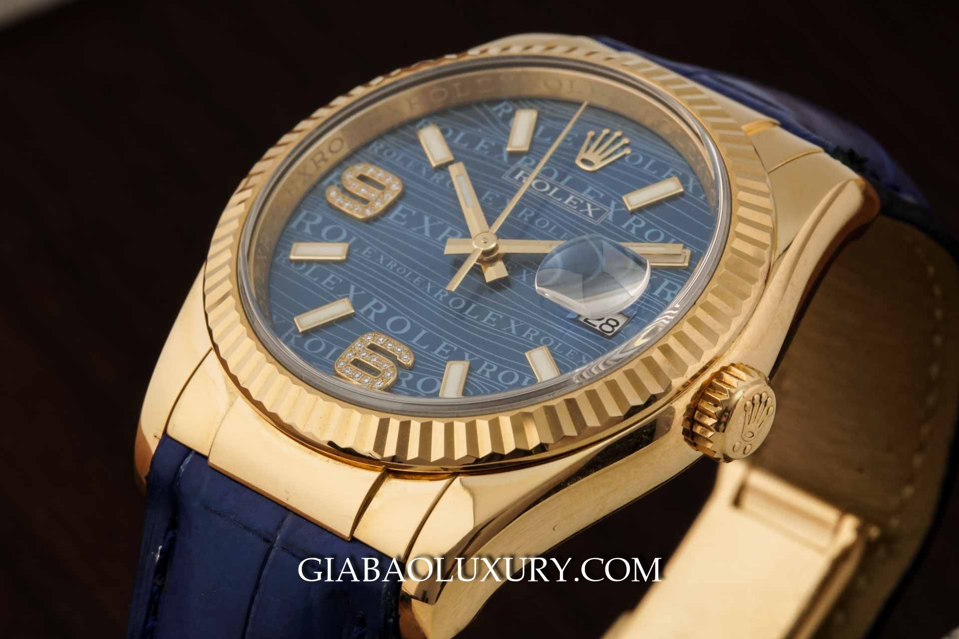 Đồng Hồ Rolex Datejust 116138 Mặt Số Xanh Vi Tính Vân Sóng
