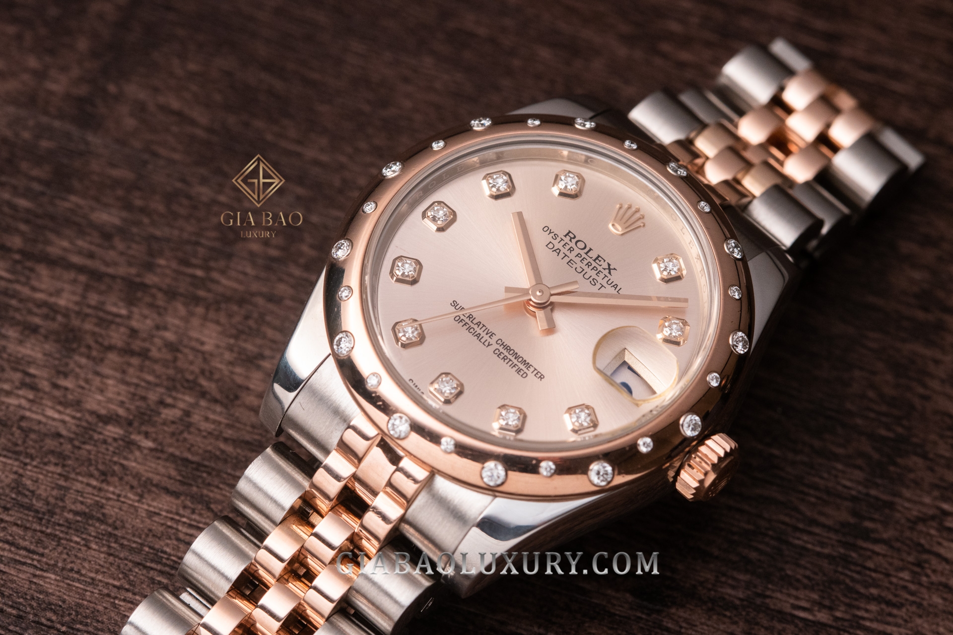 Đồng Hồ Rolex  Lady Datejust 31 178341 Mặt Số Phớt Hồng cọc số kim cương