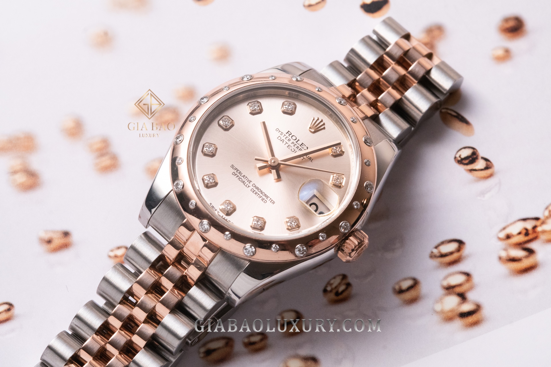 Đồng Hồ Rolex  Lady Datejust 31 178341 Mặt Số Phớt Hồng cọc số kim cương