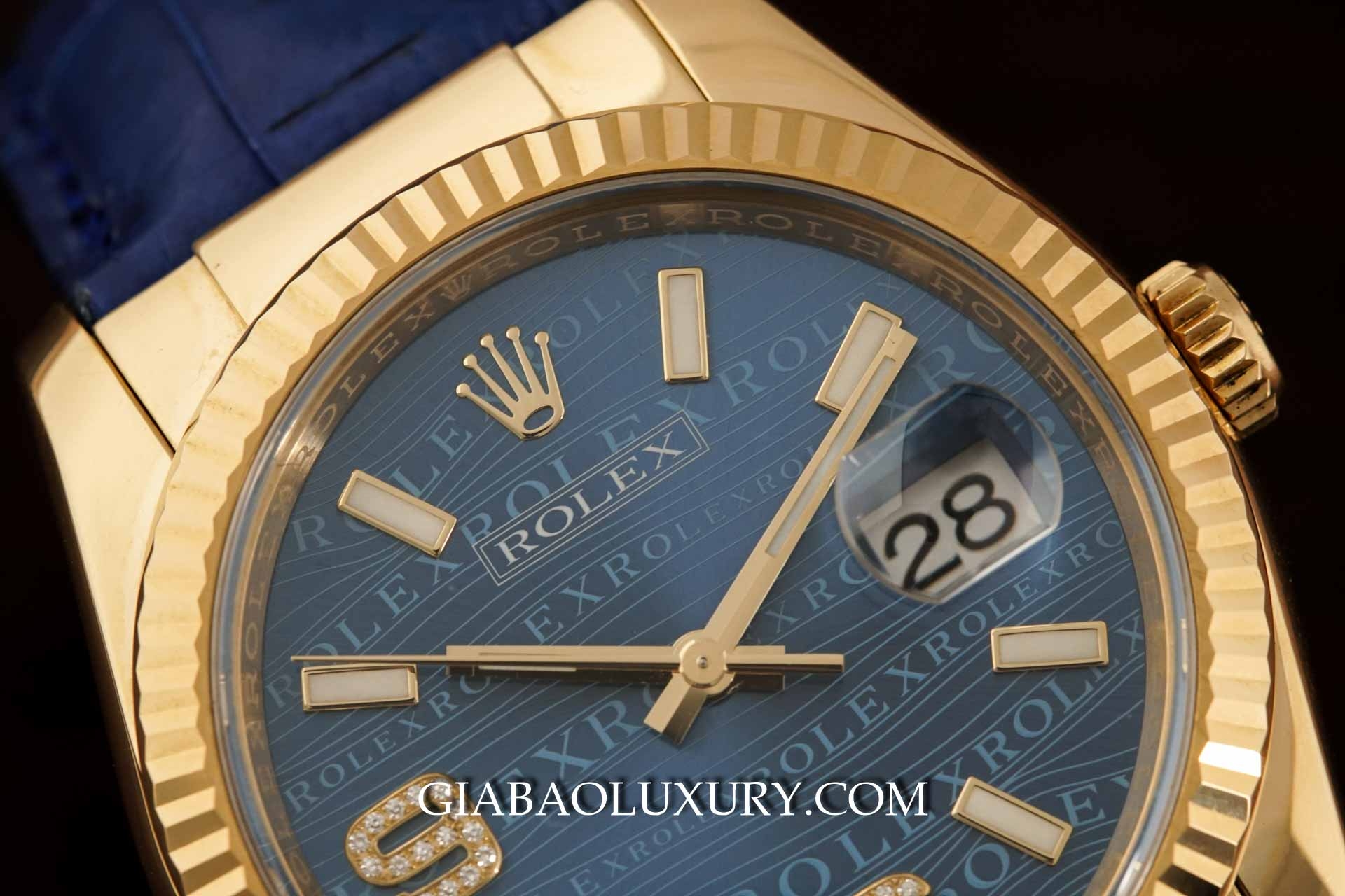 Đồng Hồ Rolex Datejust 116138 Mặt Số Xanh Vi Tính Vân Sóng