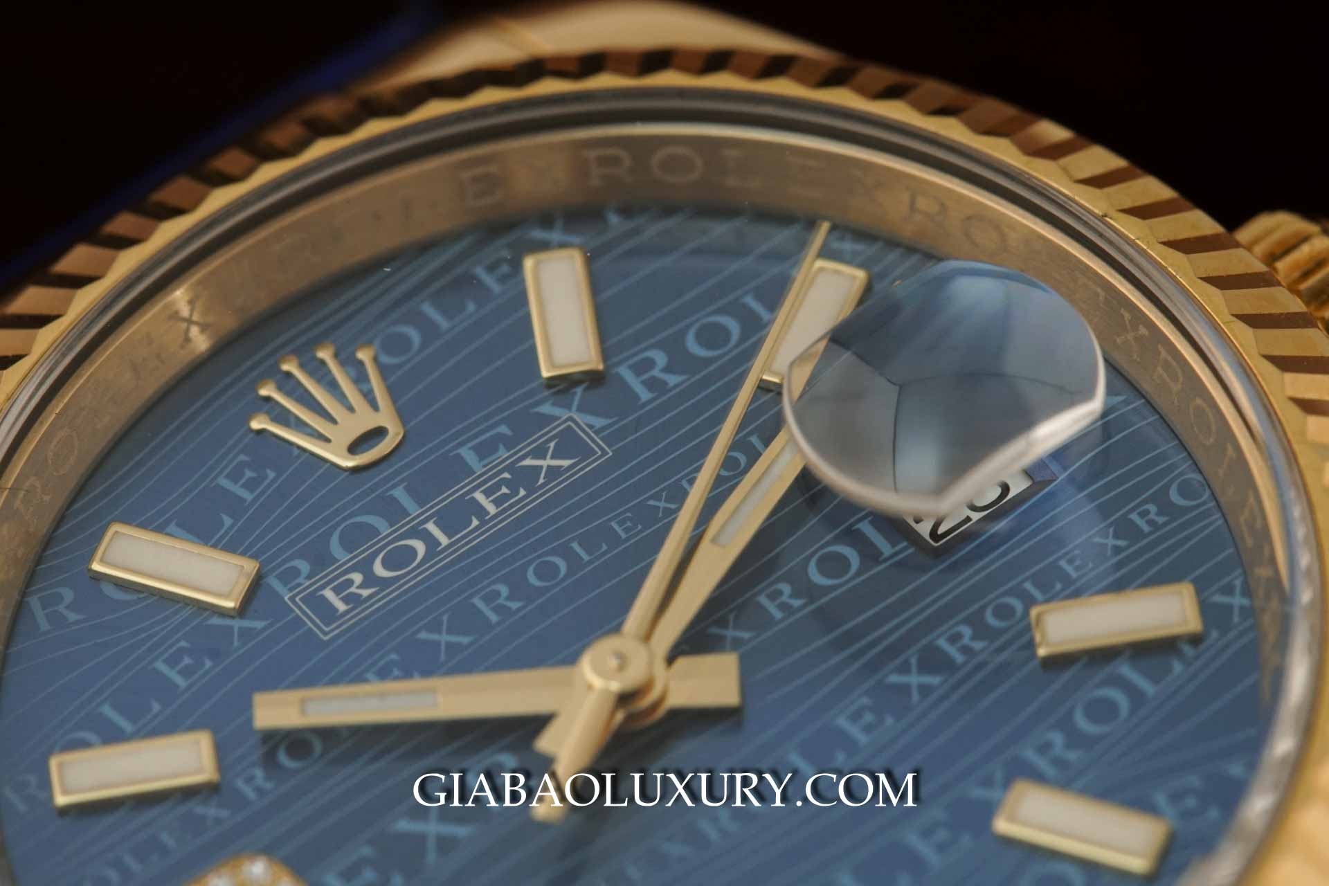Đồng Hồ Rolex Datejust 116138 Mặt Số Xanh Vi Tính Vân Sóng