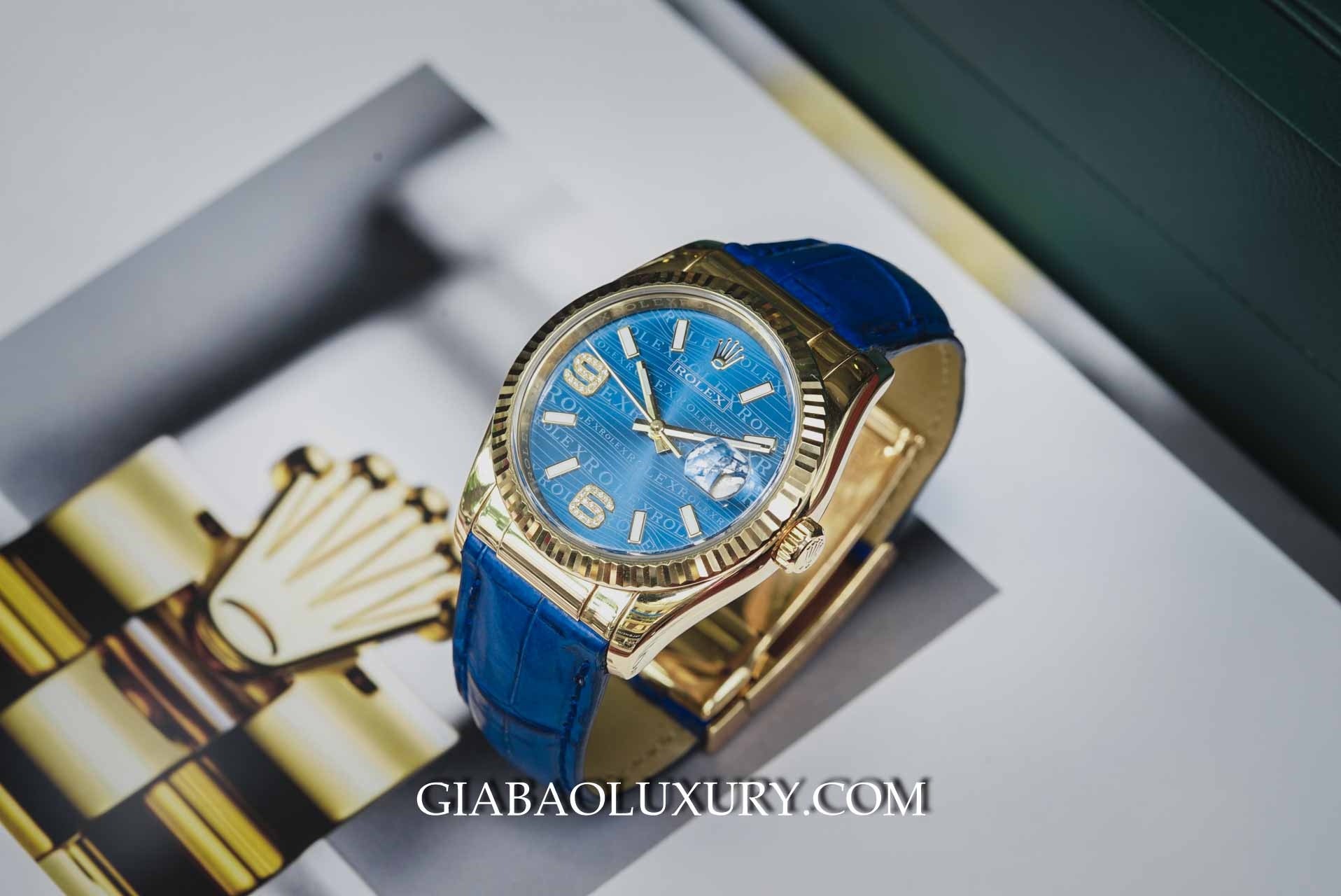 Đồng Hồ Rolex Datejust 116138 Mặt Số Vi Tính Xanh Vân Sóng