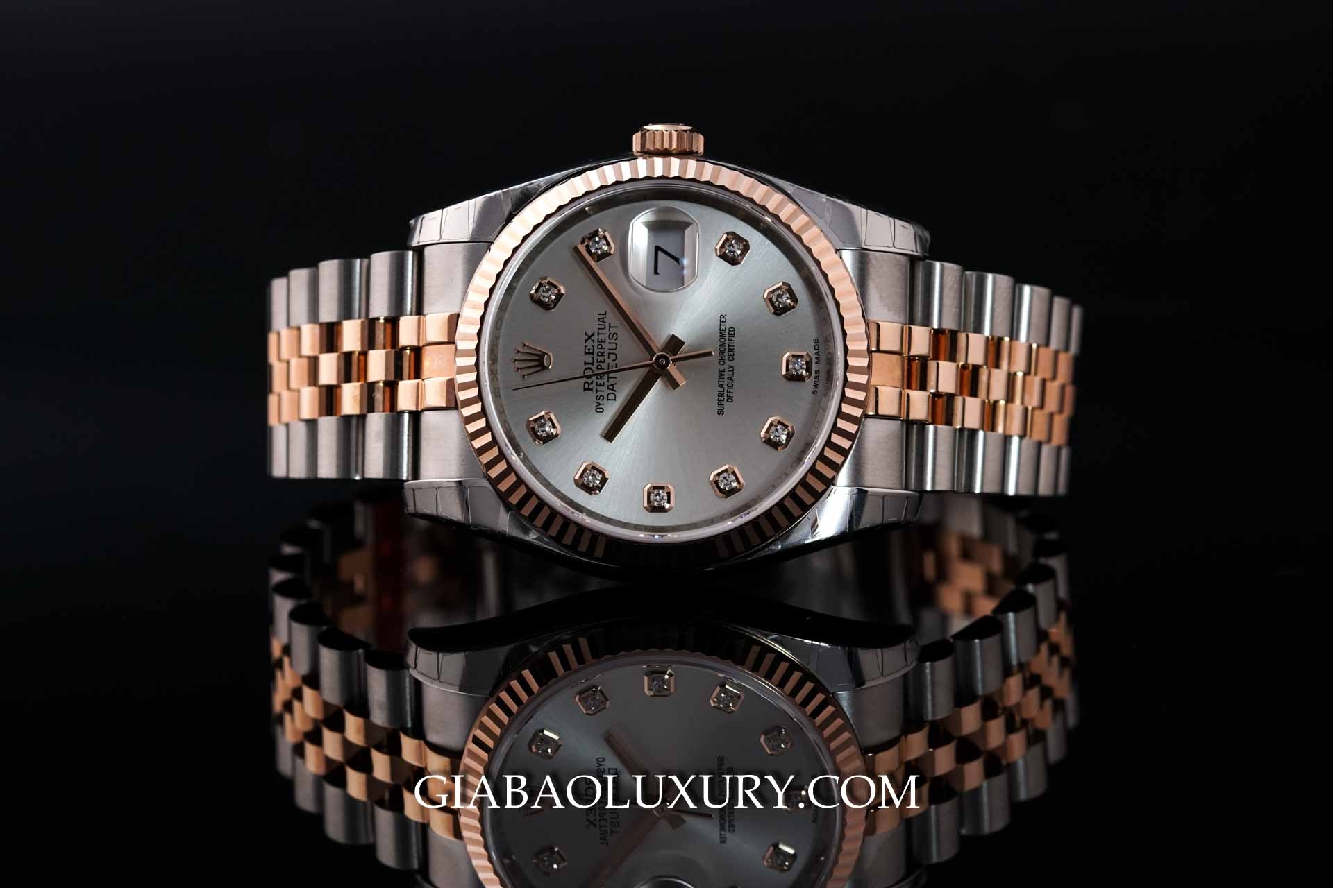 Đồng Hồ Rolex Datejust 116231 Mặt Số Bạc Nạm Kim Cương