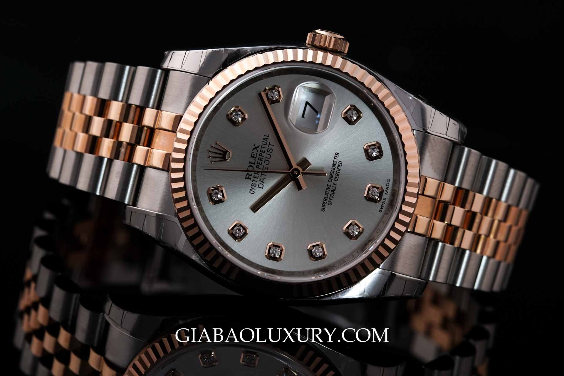 Đồng Hồ Rolex Datejust 116231 Mặt Số Bạc Nạm Kim Cương