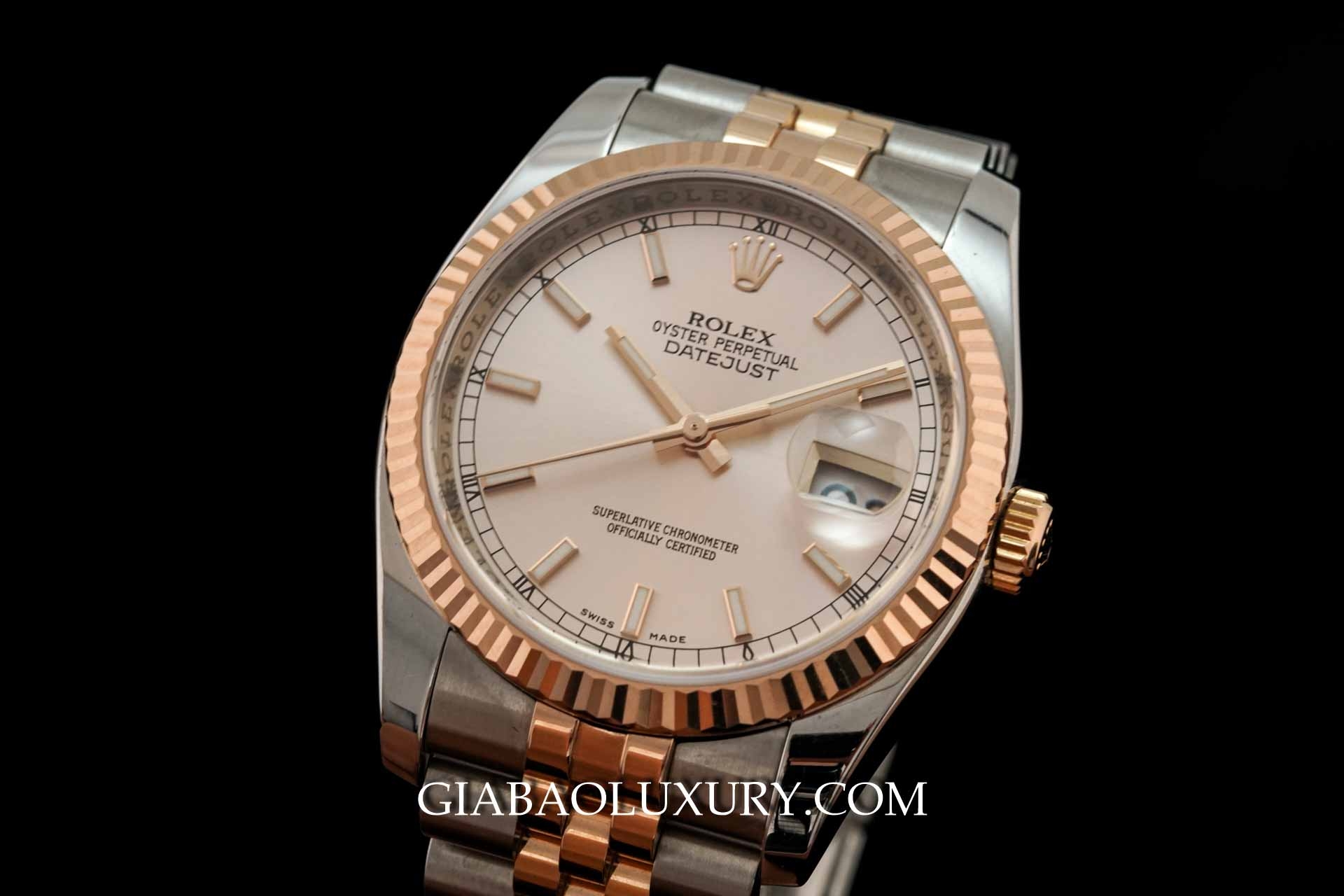 Đồng Hồ Rolex Datejust 116231 Mặt Số Hồng, Cọc Số Dạ Quang