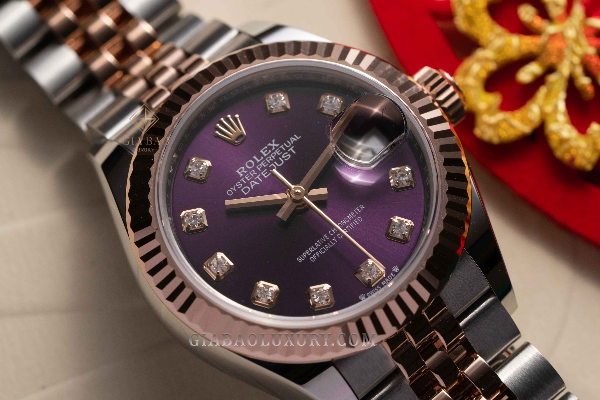 Đồng Hồ Rolex Lady-Datejust 279171 Mặt Số Tím Nạm Kim Cương