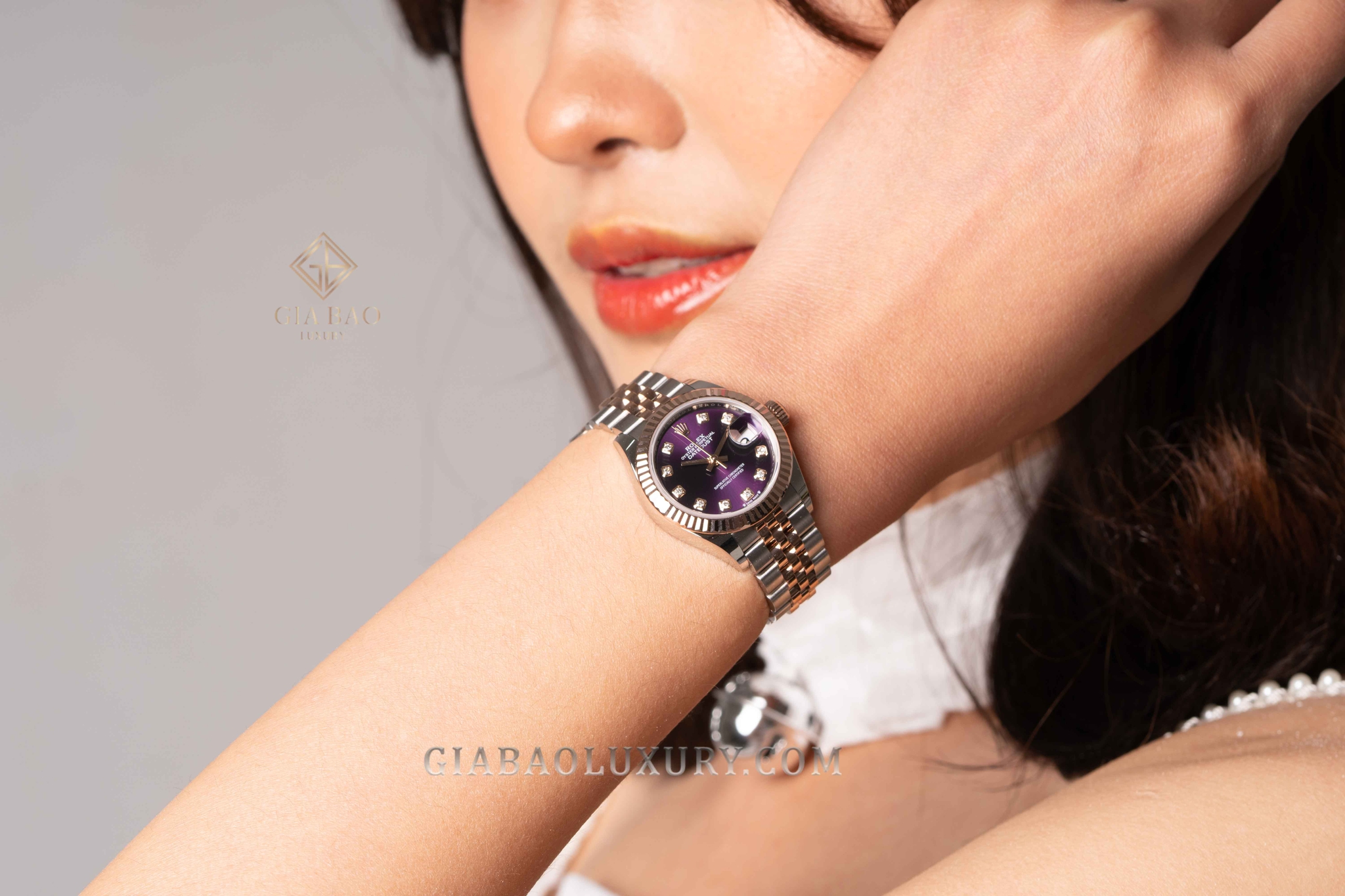 Đồng Hồ Rolex Lady-Datejust 279171 Mặt Số Tím Nạm Kim Cương