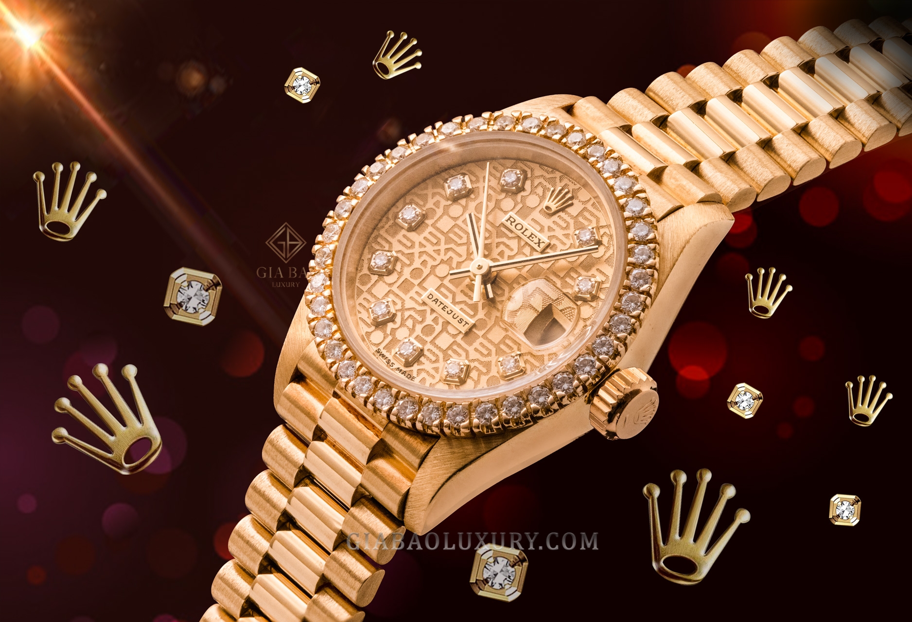 Đồng hồ Rolex Oyster Perpetual Datejust 69178 Mặt số vi tính vàng Champagne