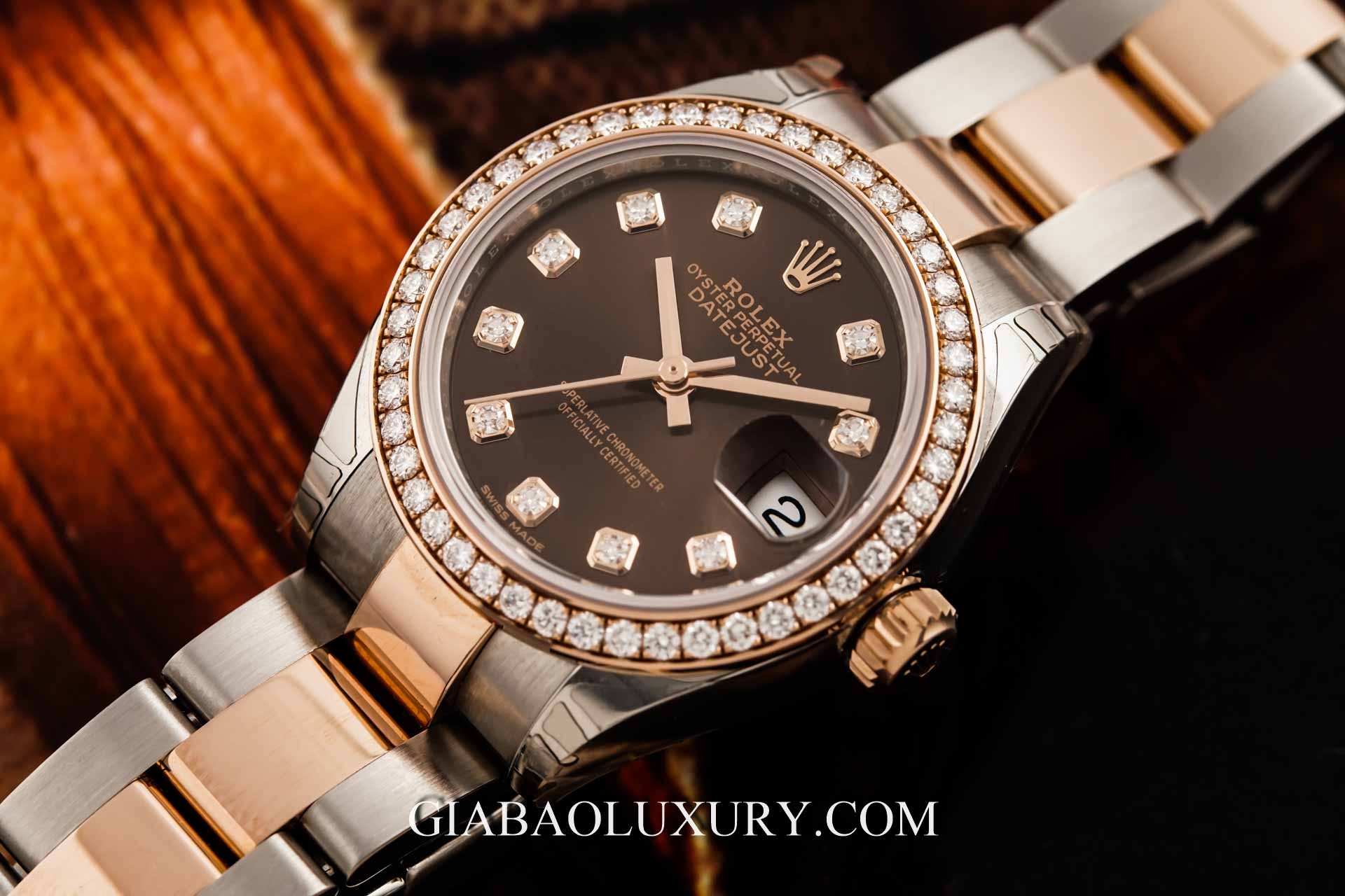 Đồng hồ Rolex Lady-Datejust 279381RBR Mặt Số Chocolate Nạm Kim Cương Dây Đeo Oyster