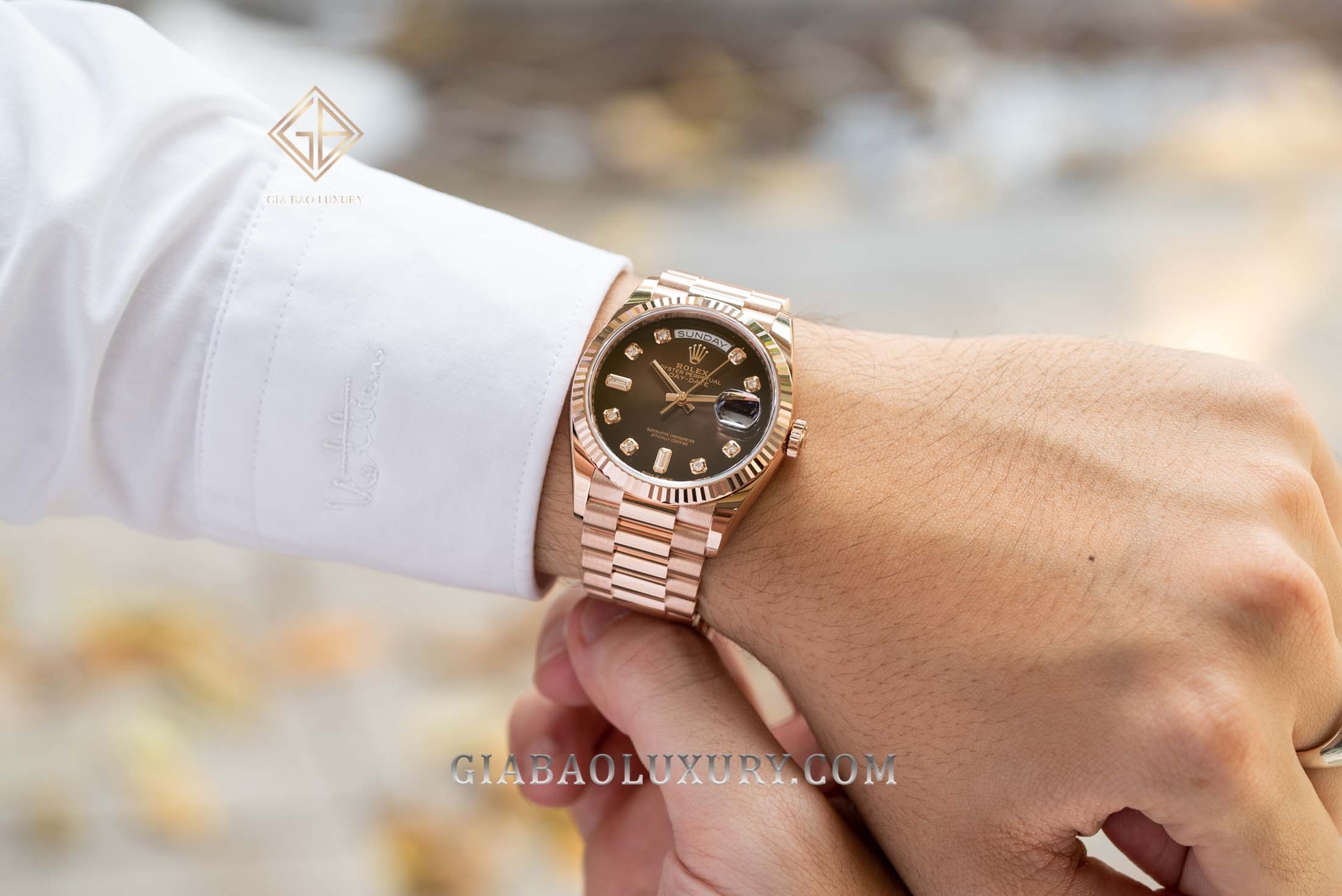 Đồng Hồ Rolex Day-Date 36 128235-0037 Mặt Số Ombre Nâu