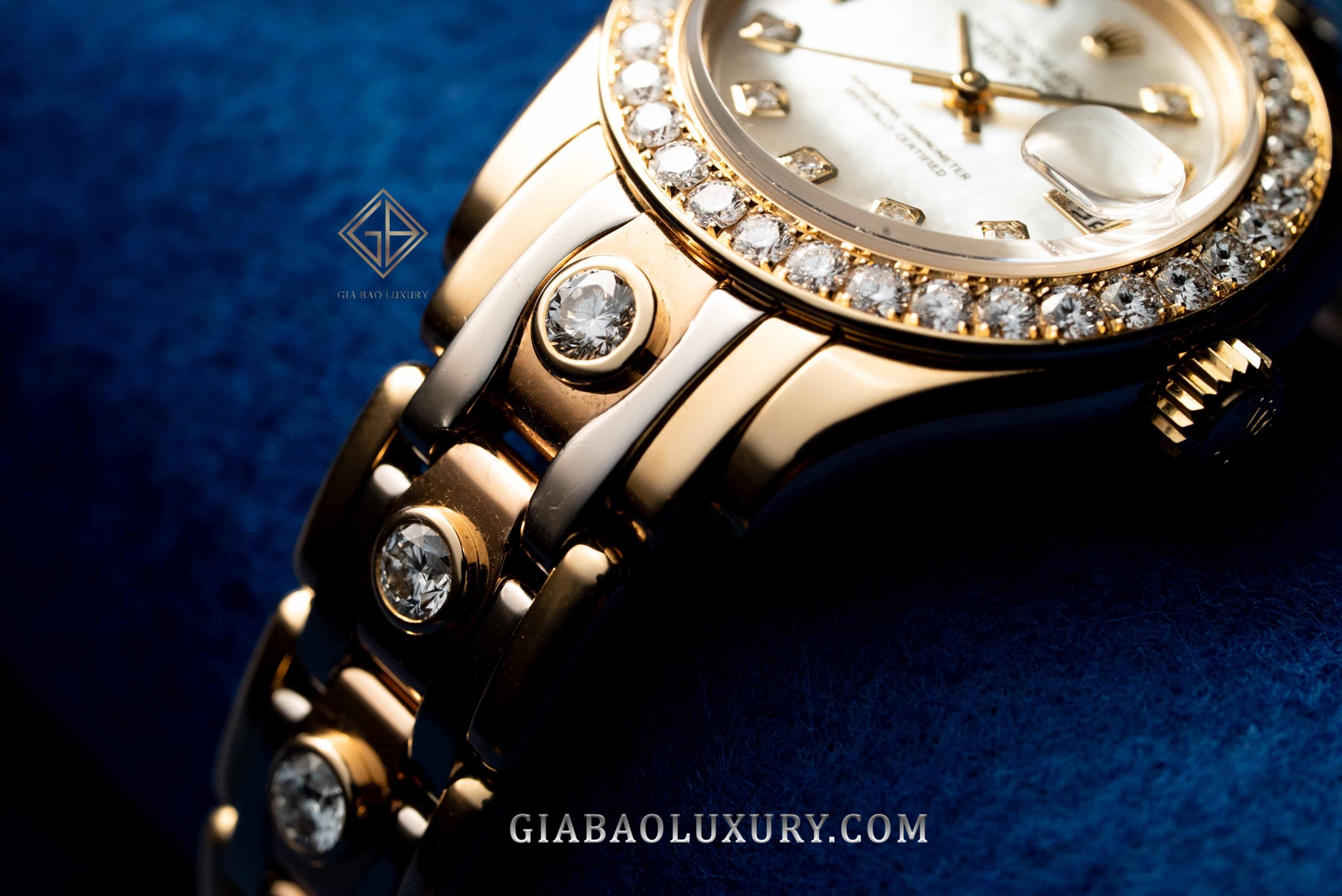 Kim cương chính hãng trên đồng hồ Rolex Pearlmaster 80298