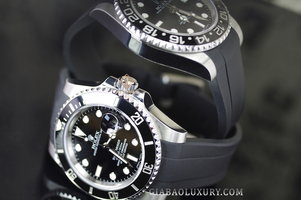 Dây cao su Rubber B dành cho đồng hồ Rolex Sea-Dweller 40mm Ref. 16600 phiên bản vành bezel Non - Ceramic khóa Oyster - Tang Buckle Series