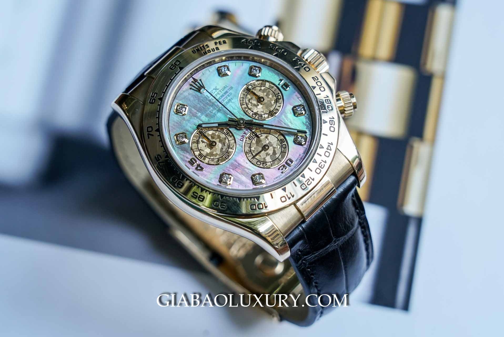 Đồng Hồ Rolex Cosmograph Daytona 116518 Vàng vàng, Mặt số xà cừ