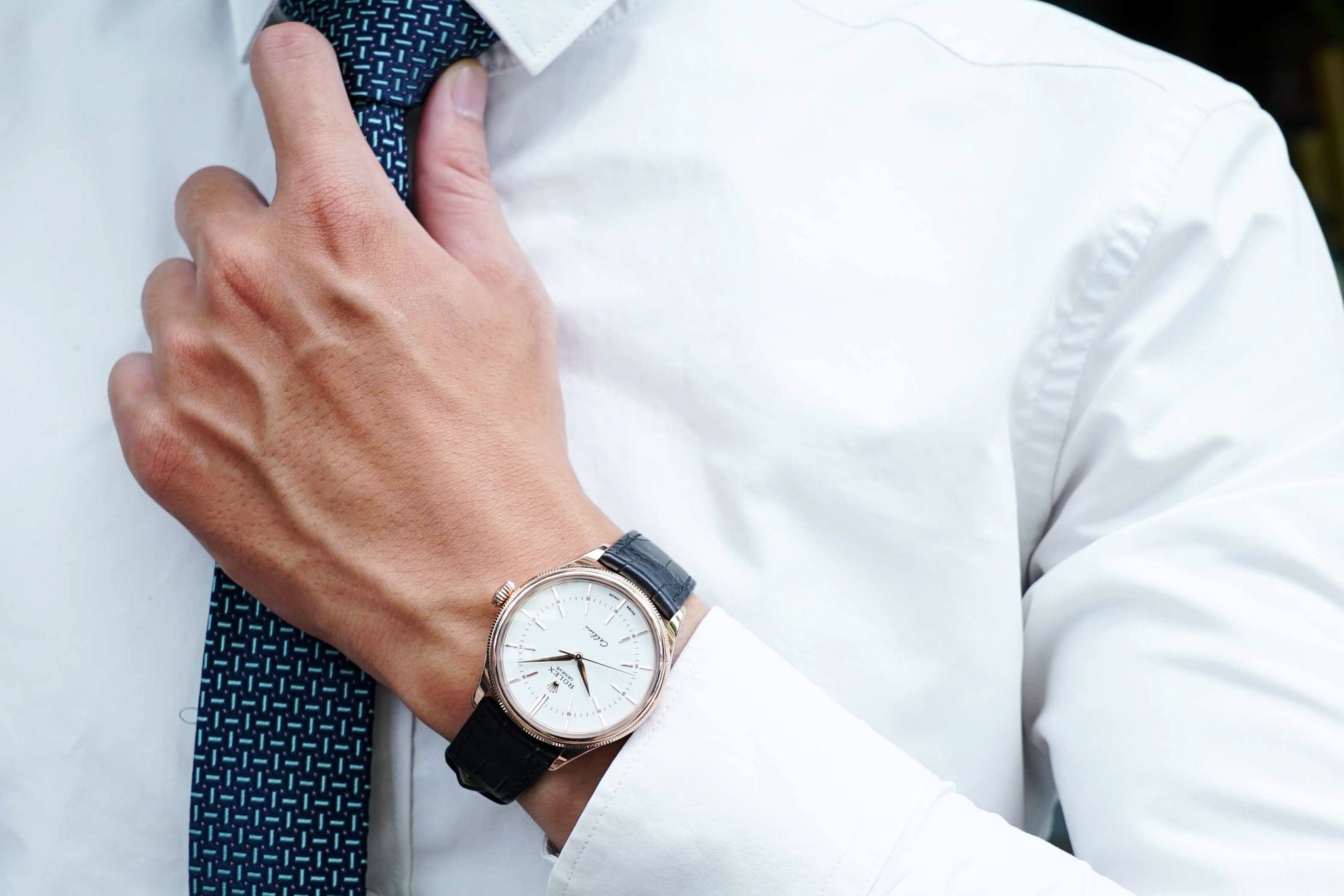 Đồng Hồ Rolex Cellini Time 50505 Mặt Số Trắng