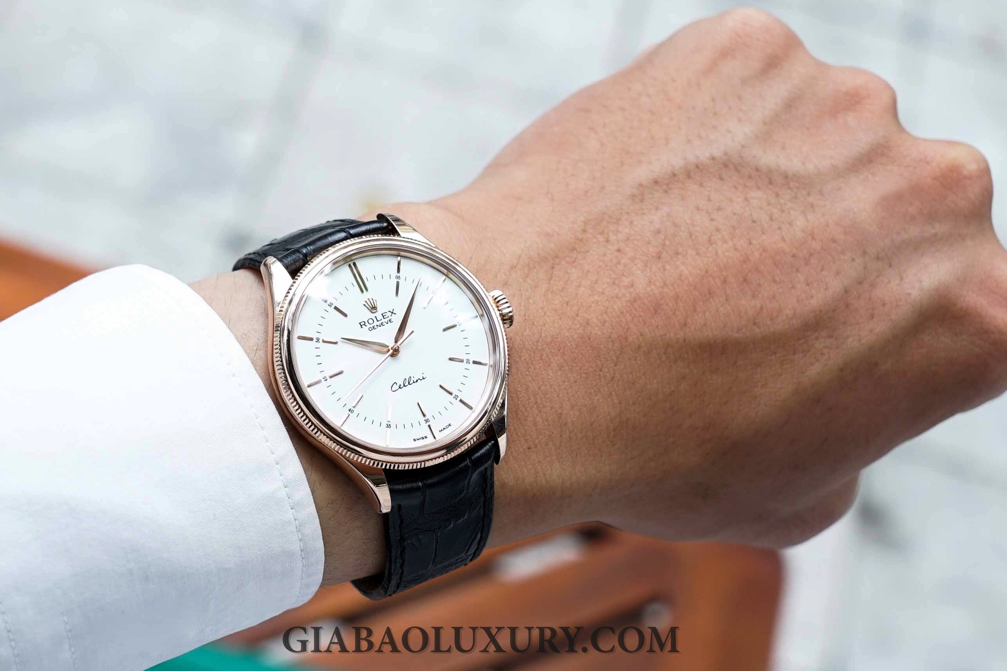 Đồng Hồ Rolex Cellini Time 50505 Mặt Số Trắng