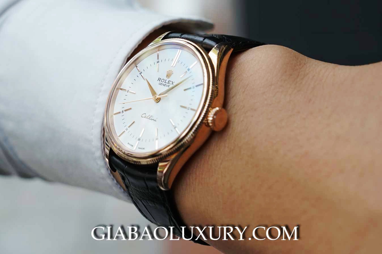 Đồng Hồ Rolex Cellini Time 50505 Mặt Số Trắng