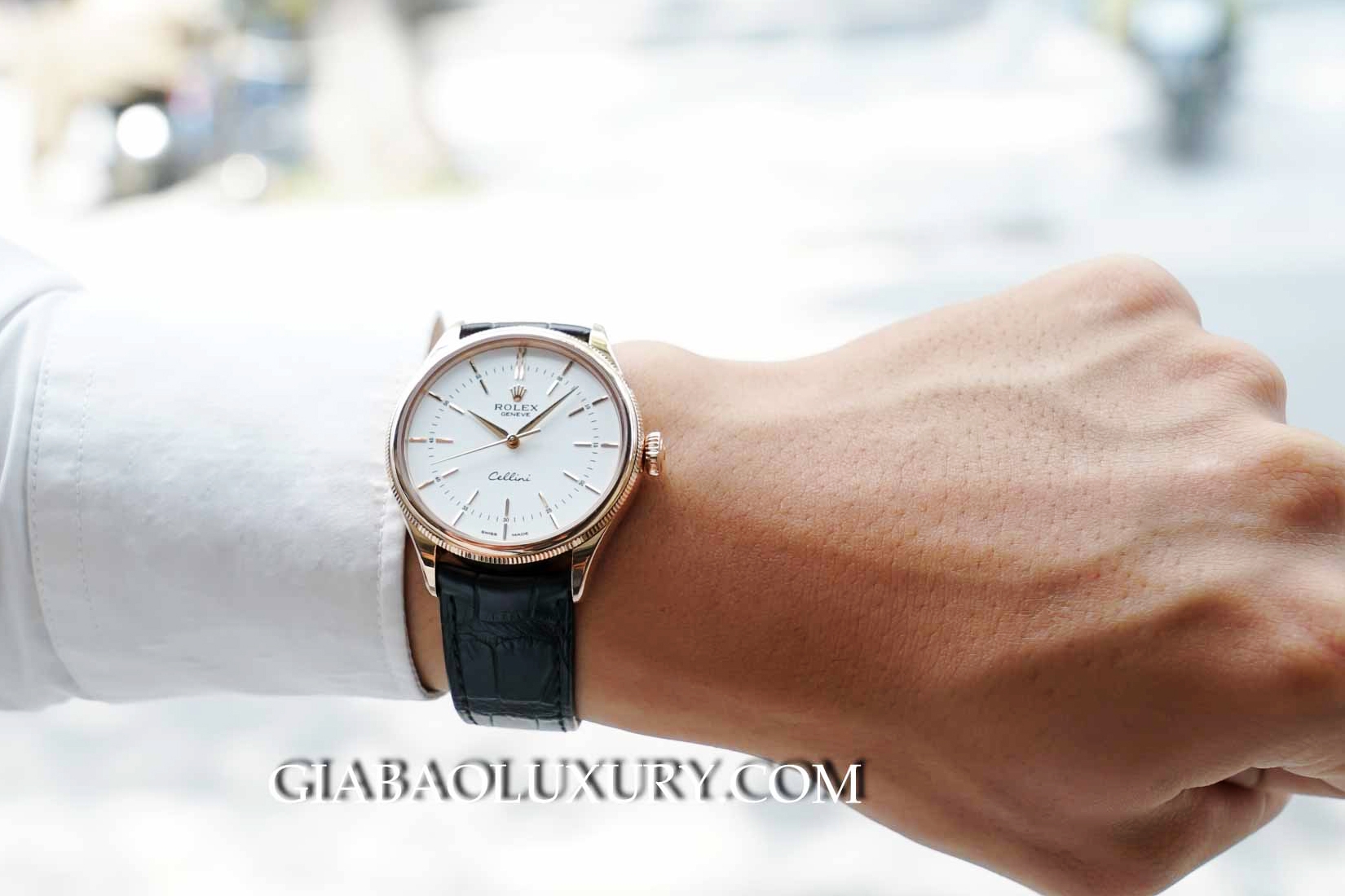 Đồng Hồ Rolex Cellini Time 50505 Mặt Số Trắng