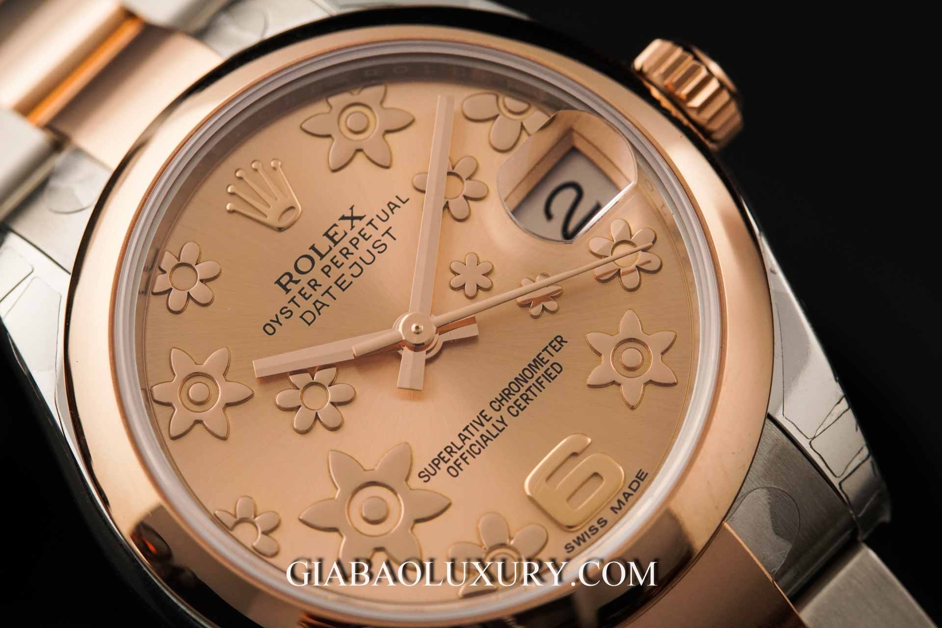 Đồng hồ Rolex Lady-Datejust 178241 Mặt Số Hồng Họa Tiết Hoa Nổi