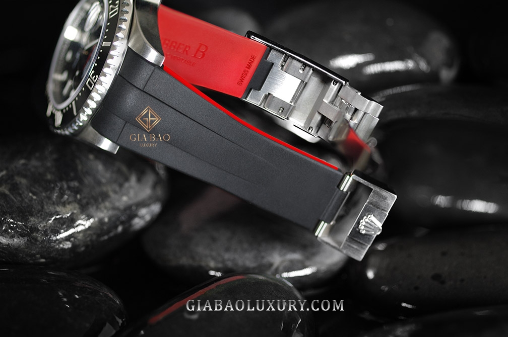 Dây cao su Rubber B dành cho đồng hồ Rolex Sea-Dweller 43mm Ref. 126600 vành Ceramic khóa Glidelock - Glidelock Series VulChromatic®